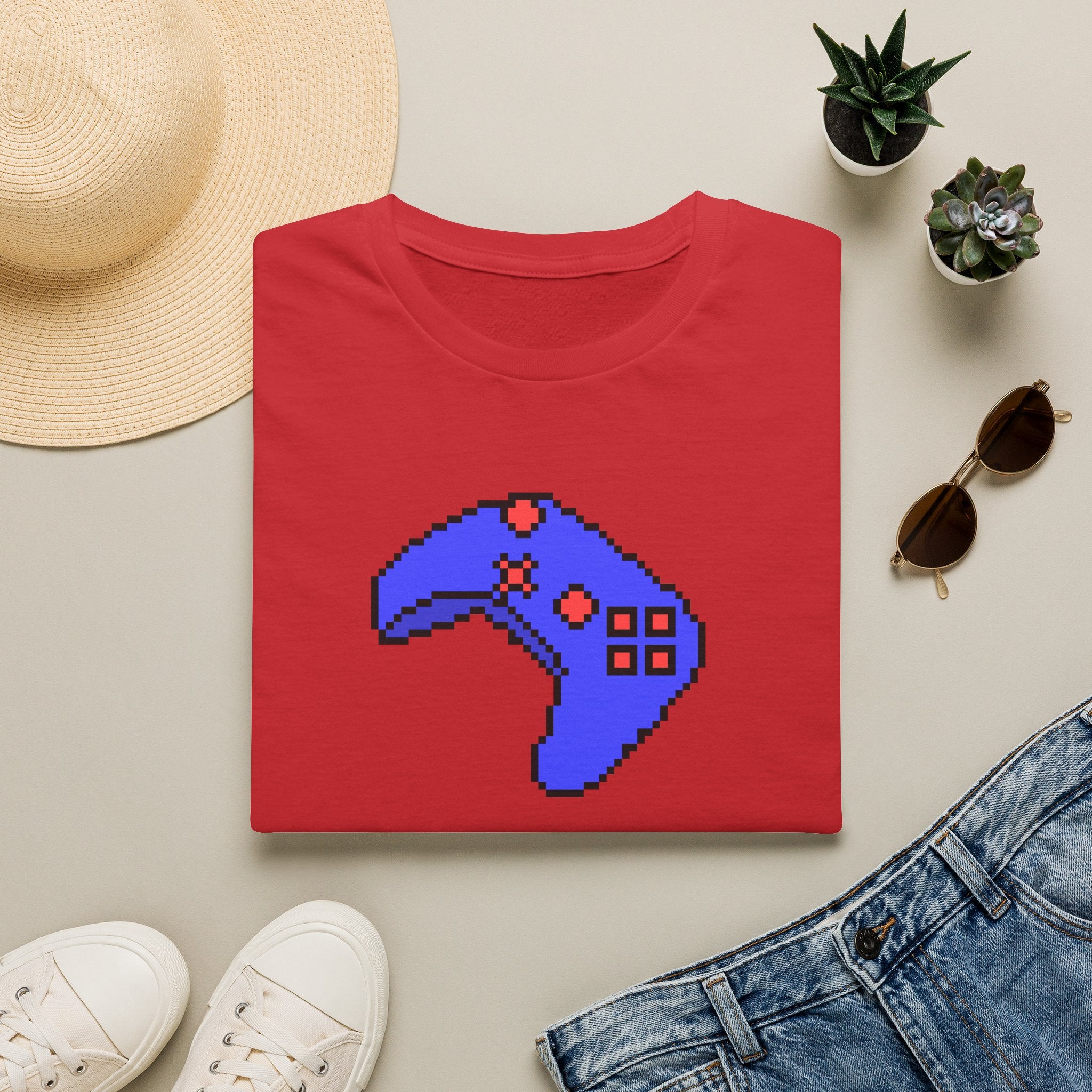 Pixel Blue Gamepad T-Shirt — Retro Gamer Controller Tee