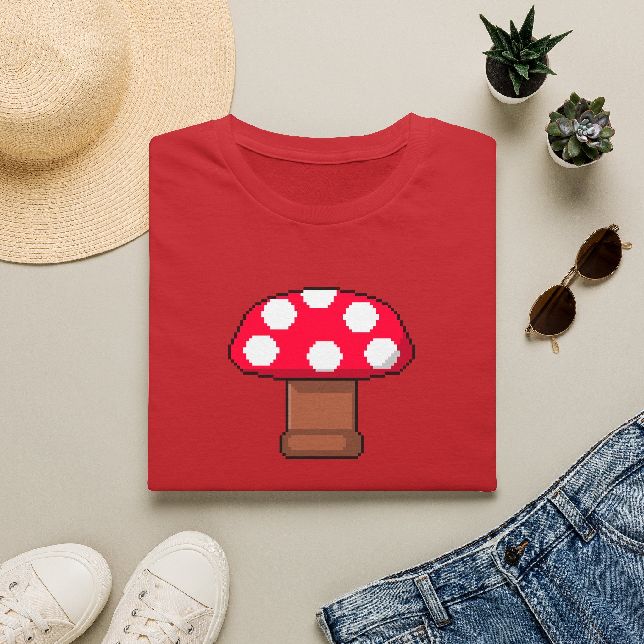 Retro Pixel Mushroom T-Shirt — Cute Mushroom Gamer Tee