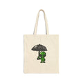 Tote Bag — Pixel Alien with Umbrella Cute Eco Canvas Tote