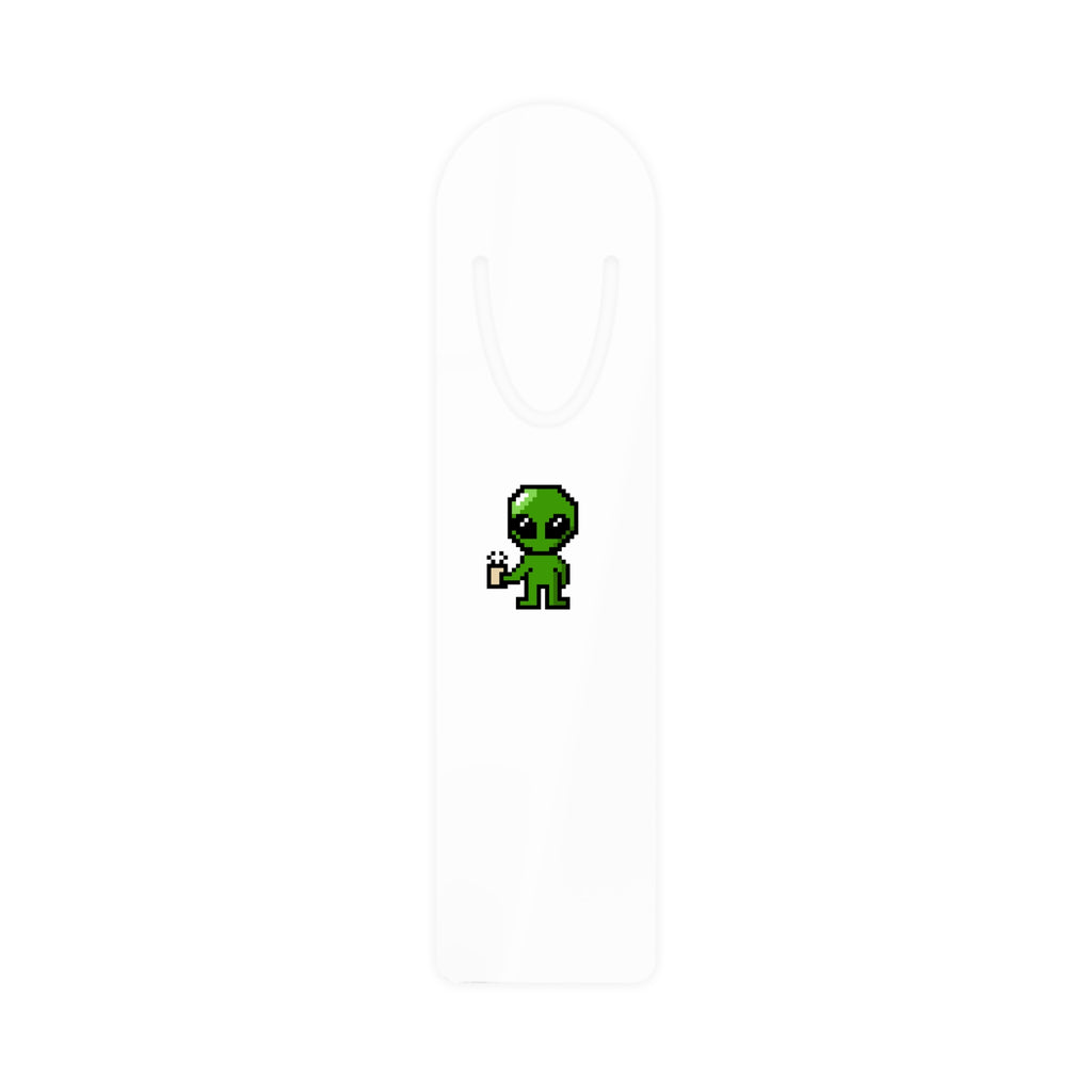 Alien Pixel Bookmark — Cute Retro Alien Metal Bookmark