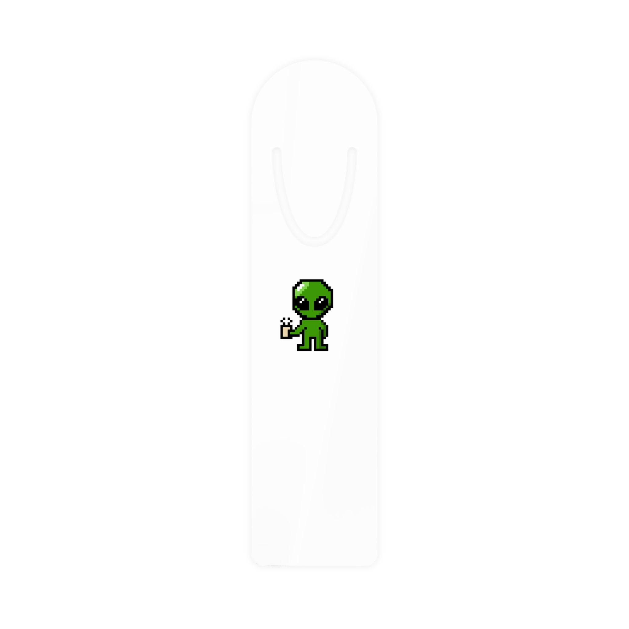 Alien Pixel Bookmark — Cute Retro Alien Metal Bookmark
