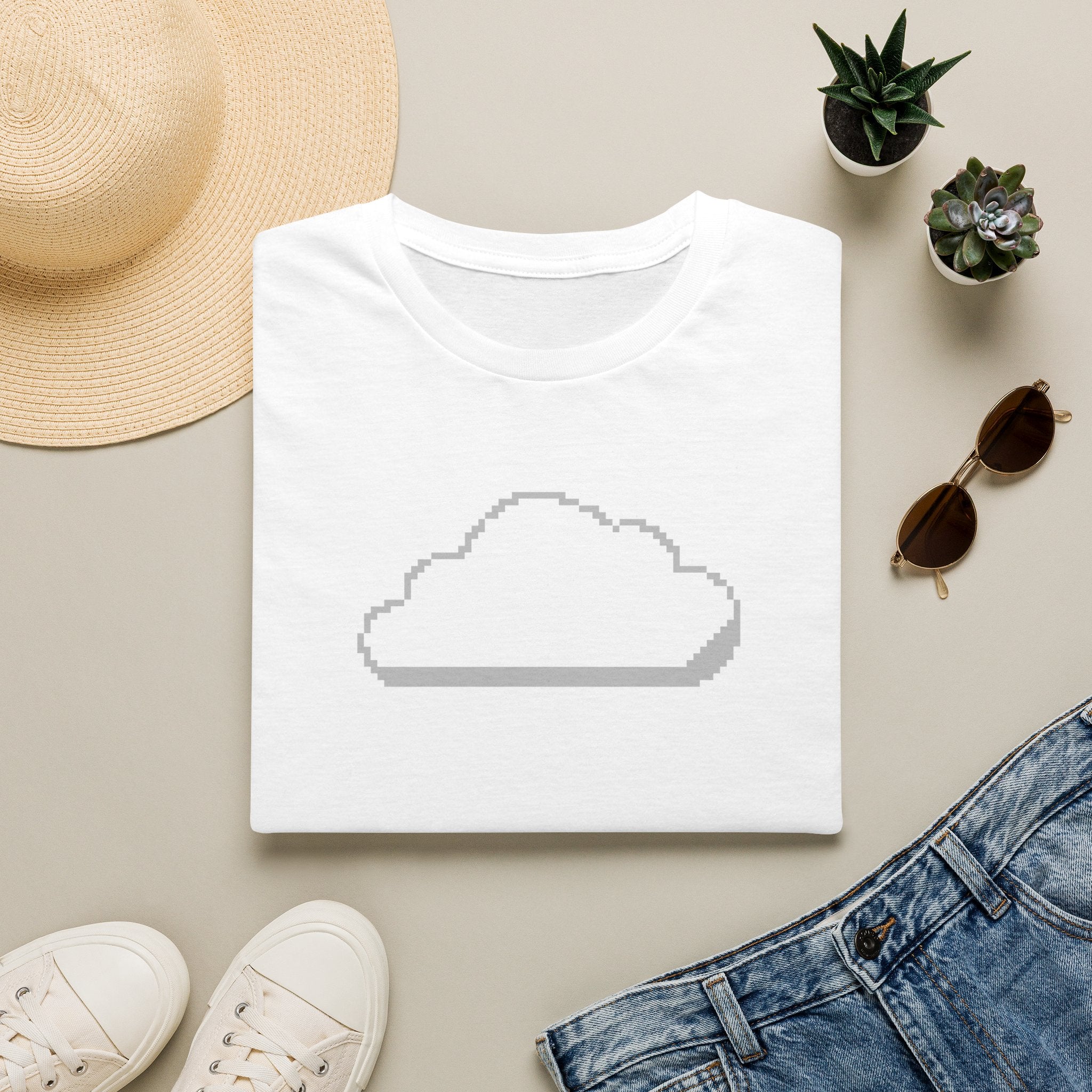 Pixel Cloud T-Shirt — Minimal Retro Gaming Cloud Tee