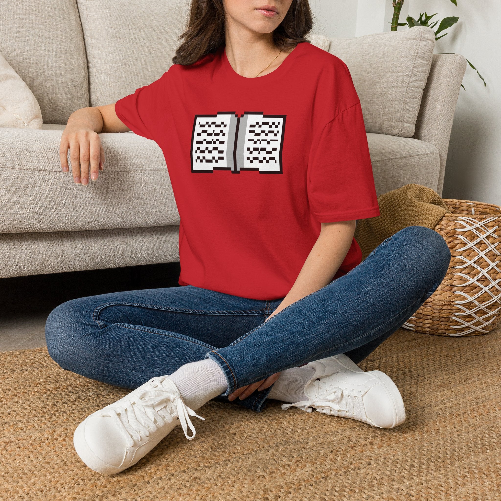 Book Pixel Art T-Shirt — Retro Reading Graphic Tee for Book Lovers