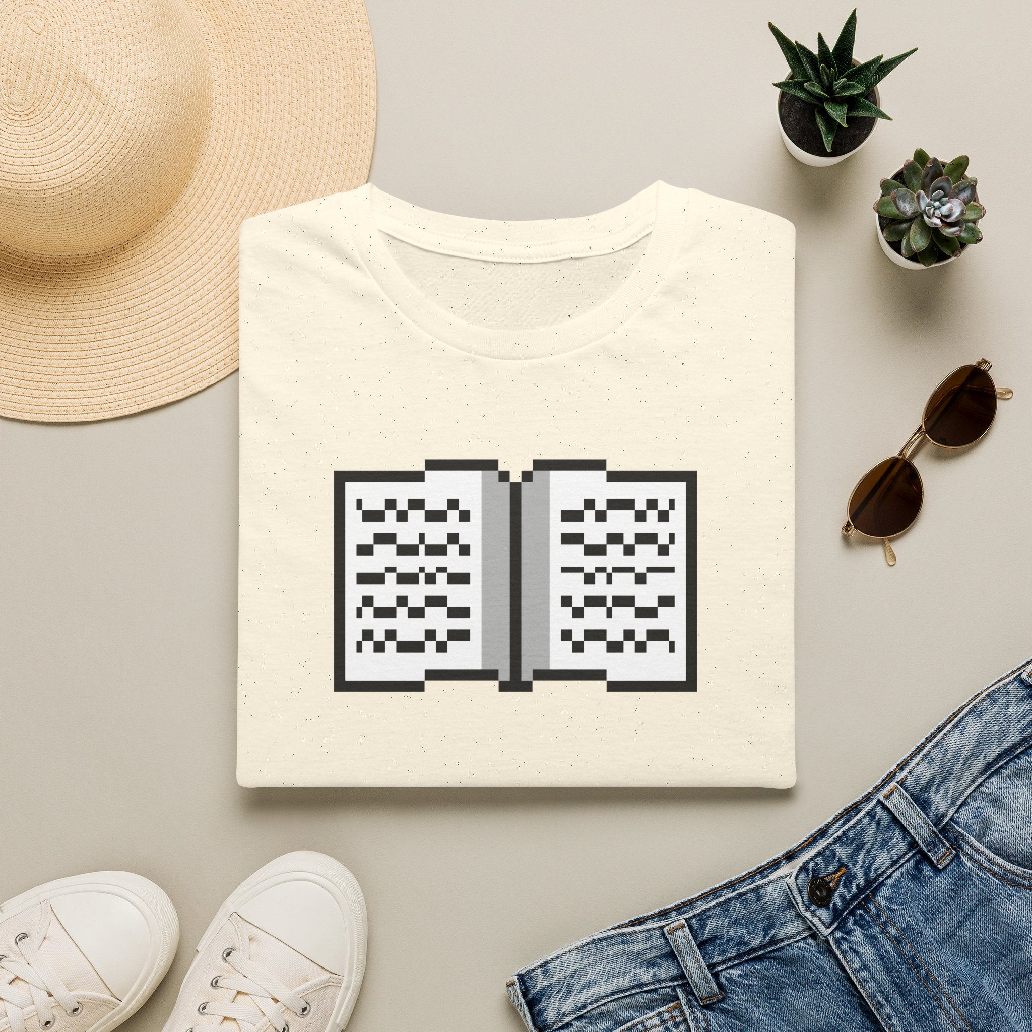 Book Pixel Art T-Shirt — Retro Reading Graphic Tee for Book Lovers