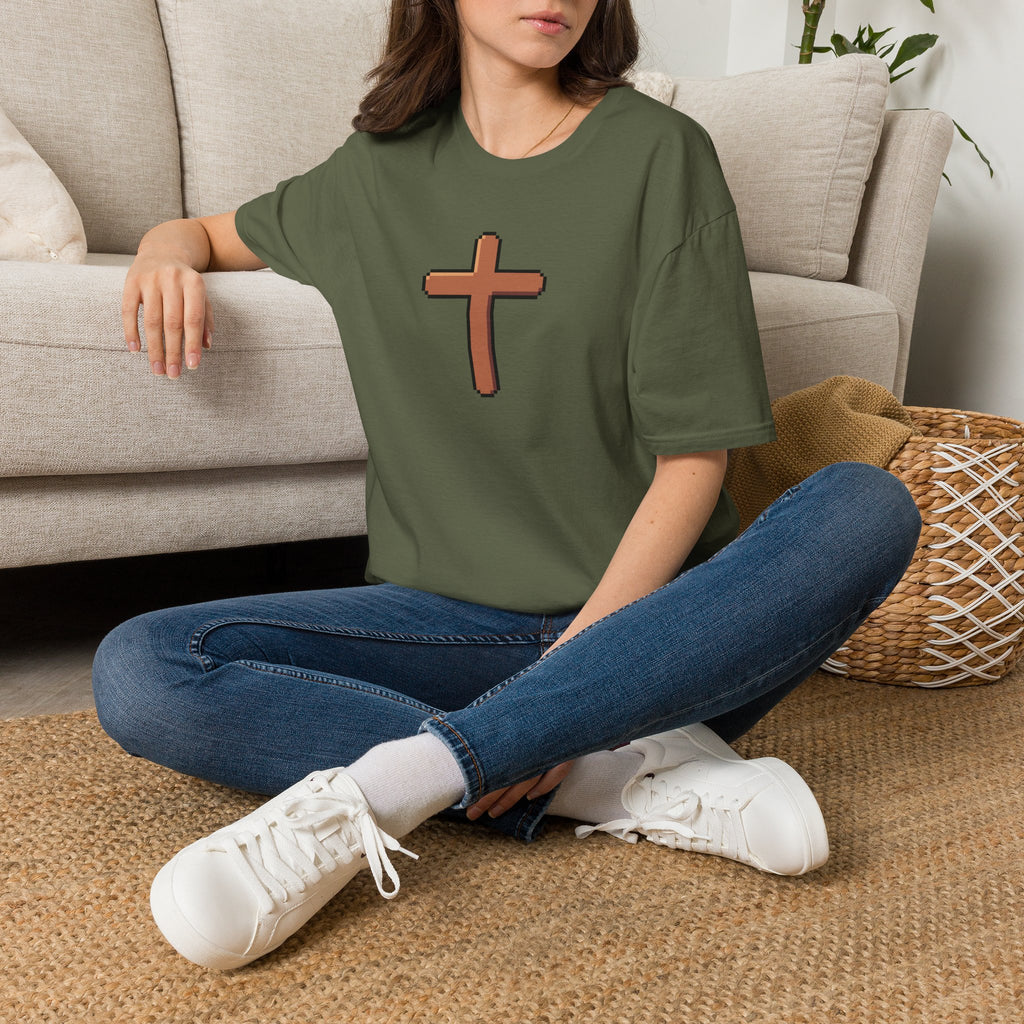 Pixel Cross T-Shirt — Minimal Christian Faith Graphic Tee