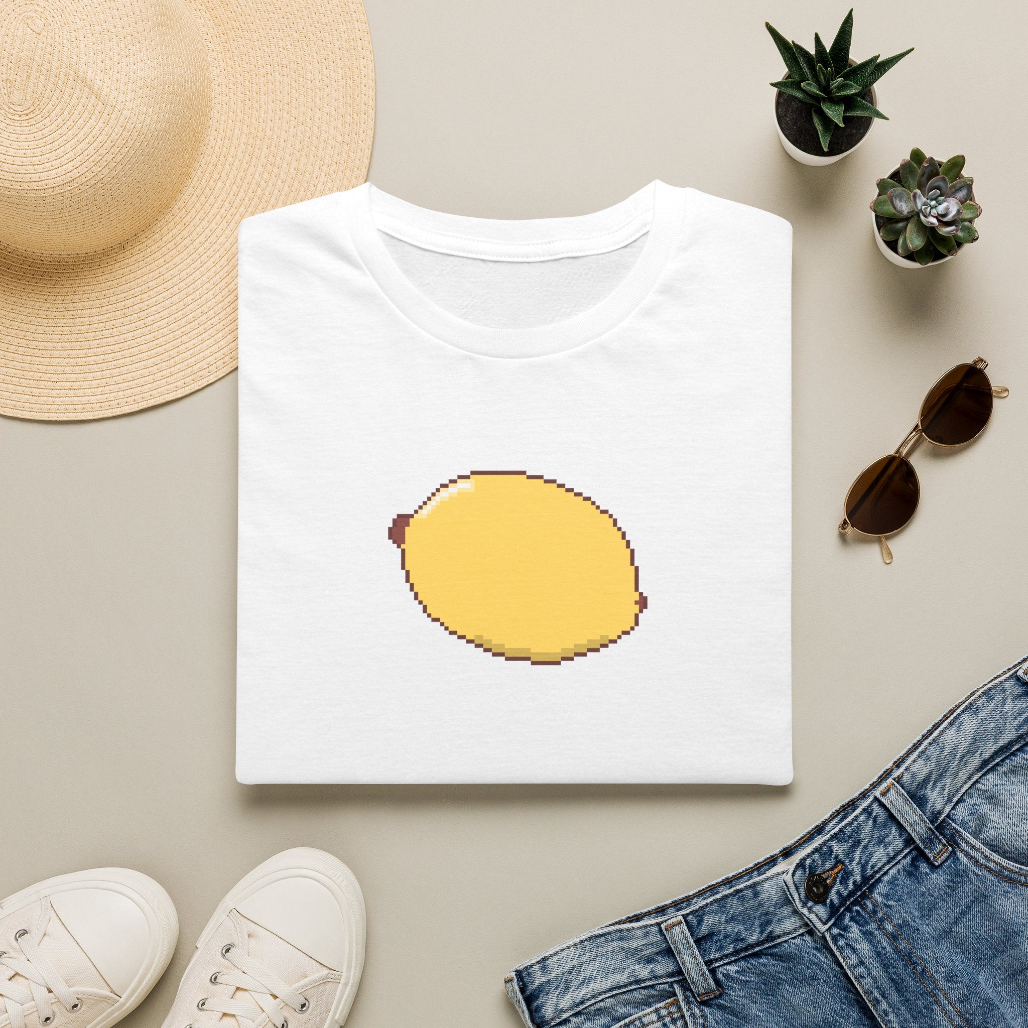 Pixel Lemon T-Shirt — Minimal Retro Fruit Tee