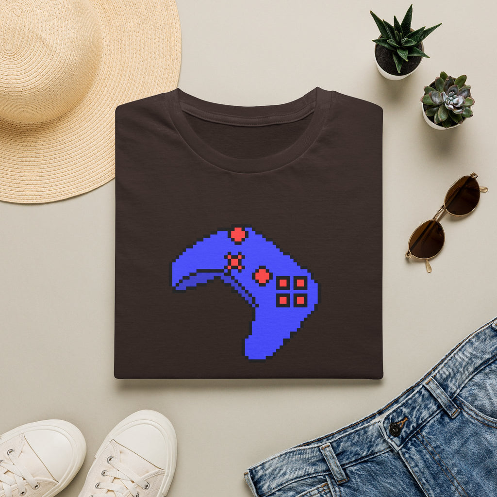 Pixel Blue Gamepad T-Shirt — Retro Gamer Controller Tee