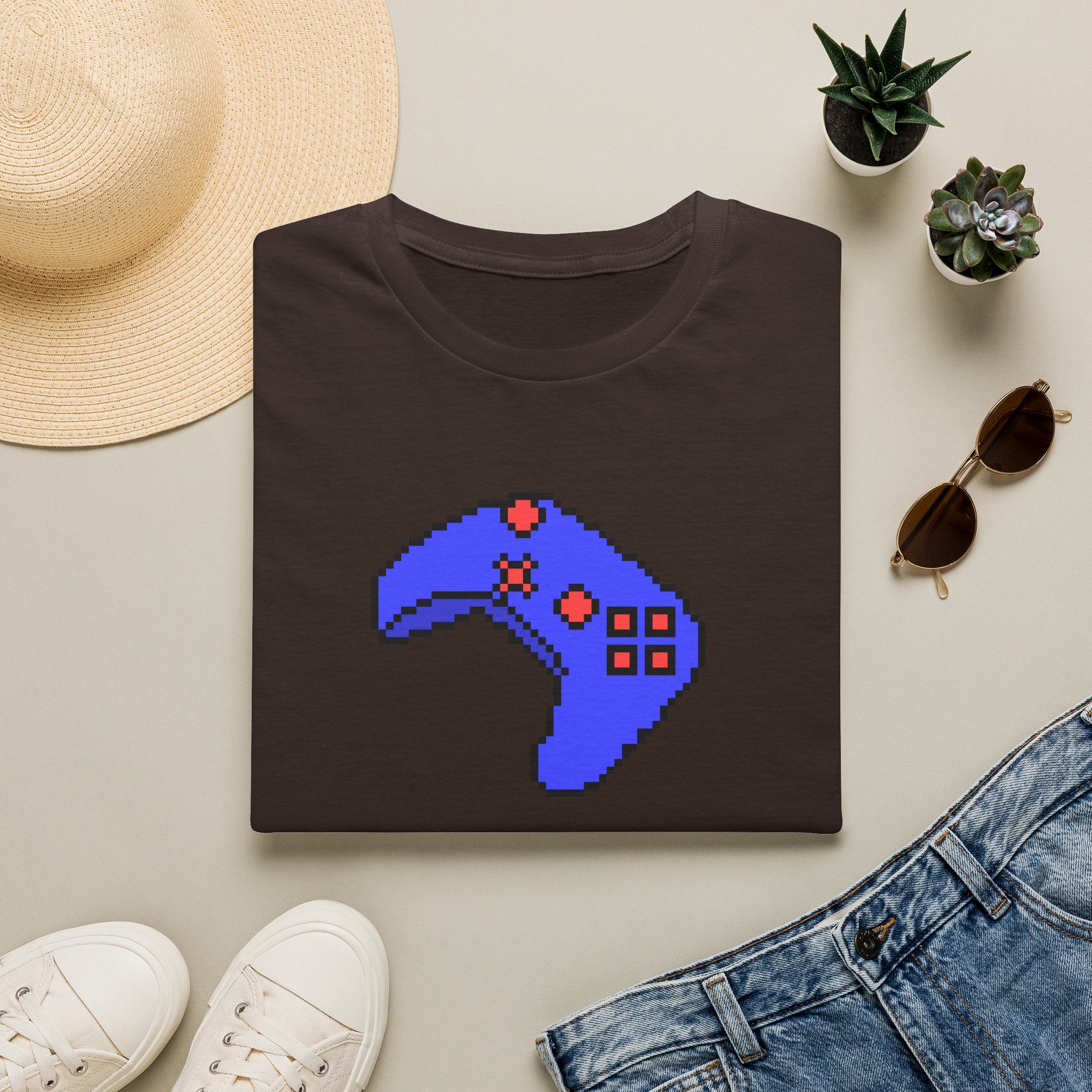 Pixel Blue Gamepad T-Shirt — Retro Gamer Controller Tee
