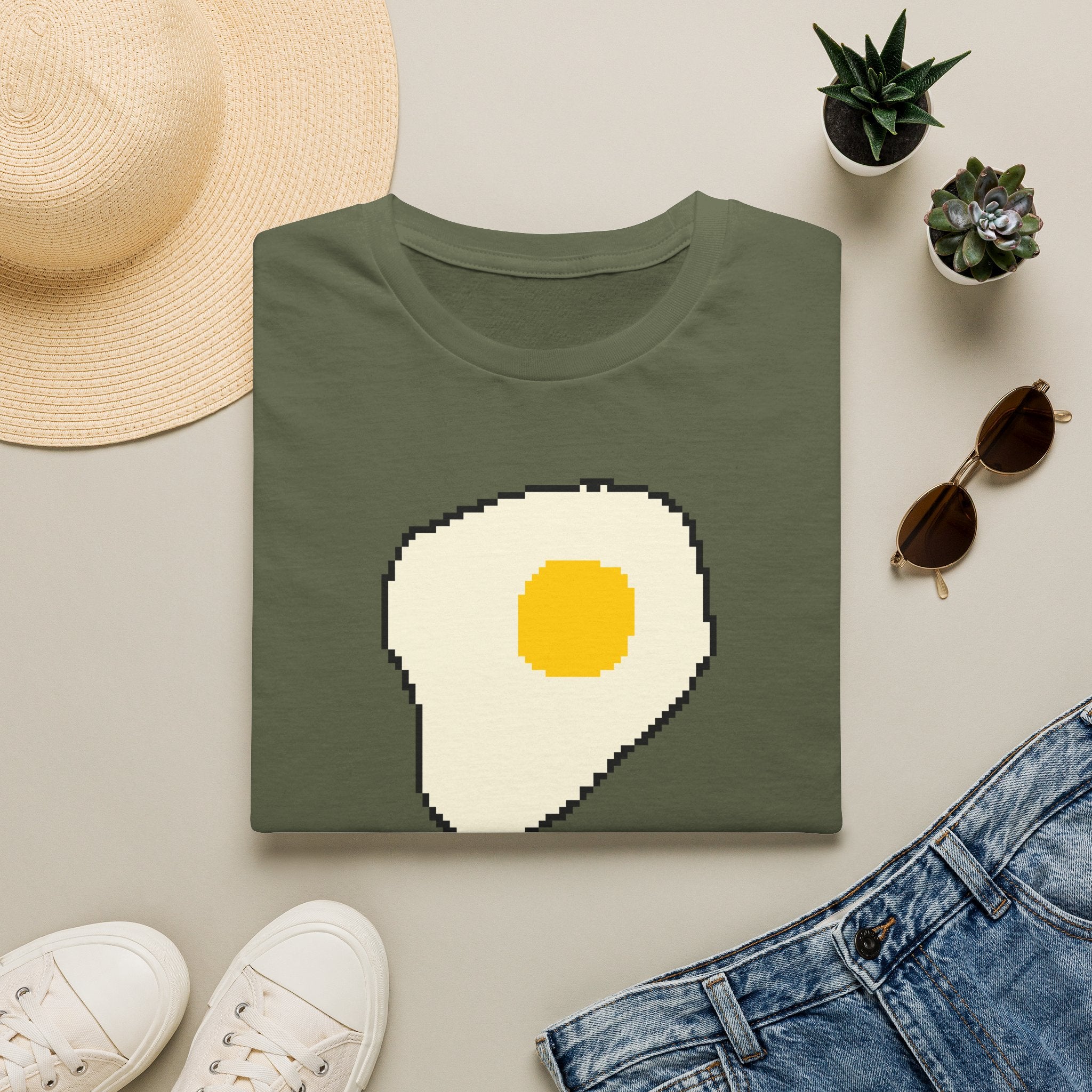Pixel Fried Egg T-Shirt — Cute Retro Breakfast Graphic Tee