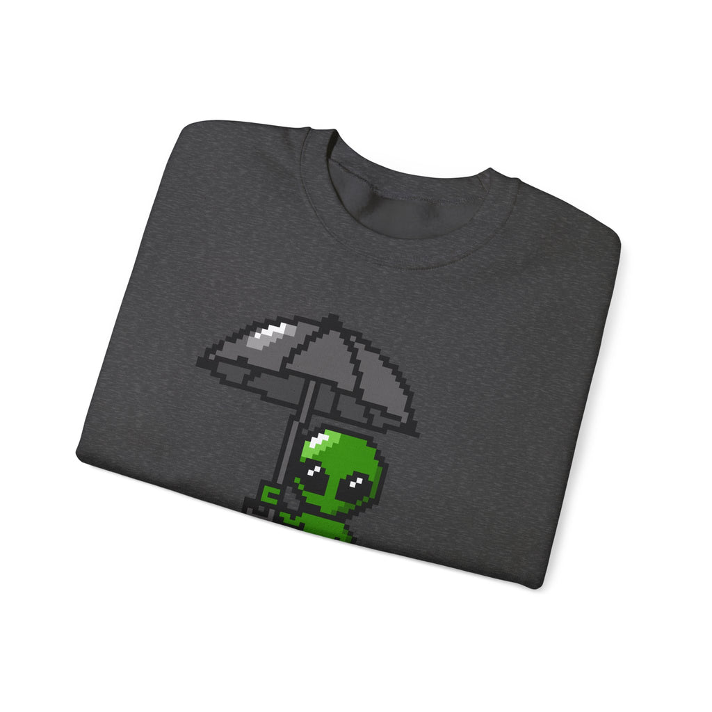 Pixel Alien Umbrella Sweatshirt — Cute Retro Gamer Crewneck