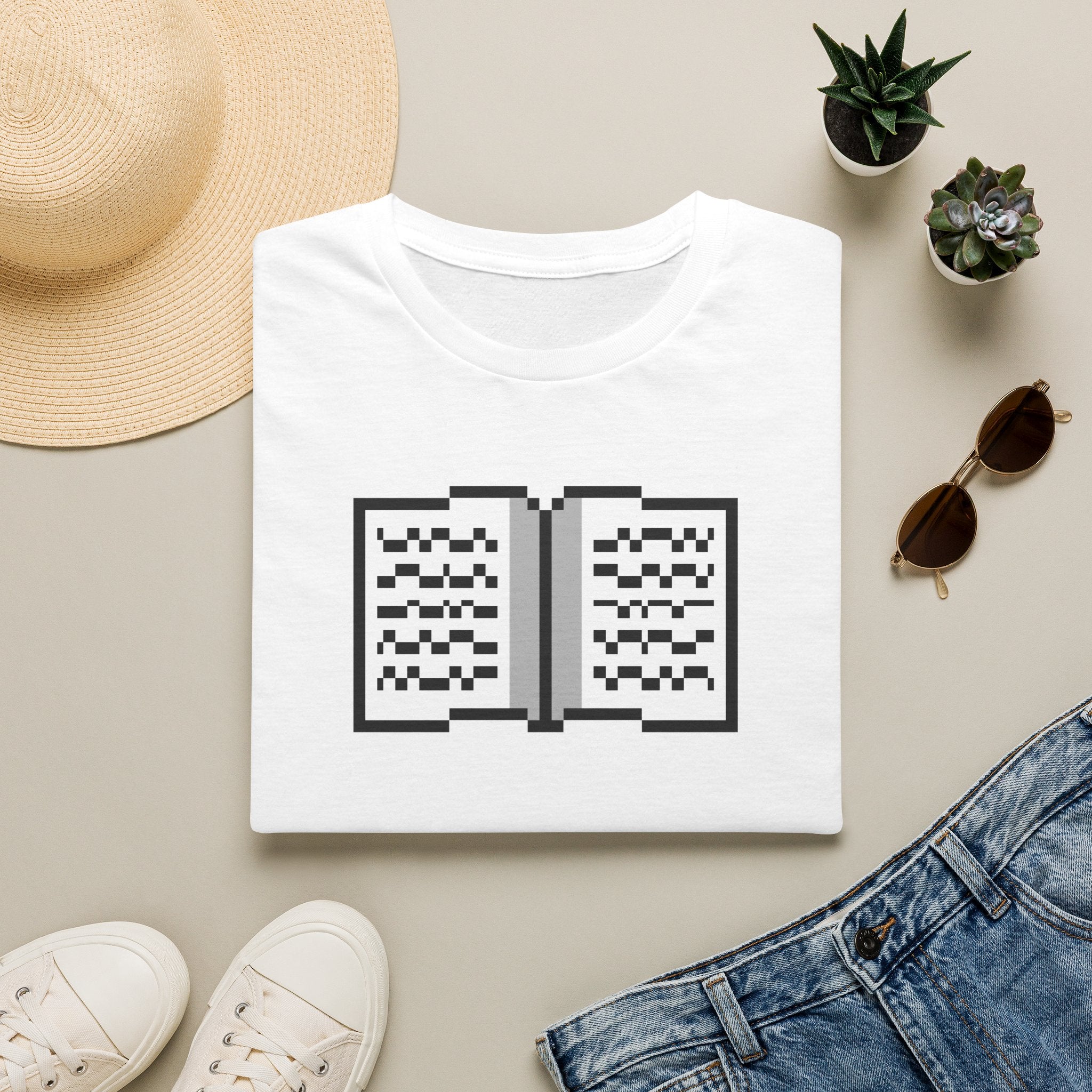 Book Pixel Art T-Shirt — Retro Reading Graphic Tee for Book Lovers