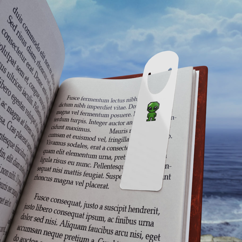 Alien Pixel Bookmark — Cute Retro Gaming Metal Bookmark for Readers & Gamers