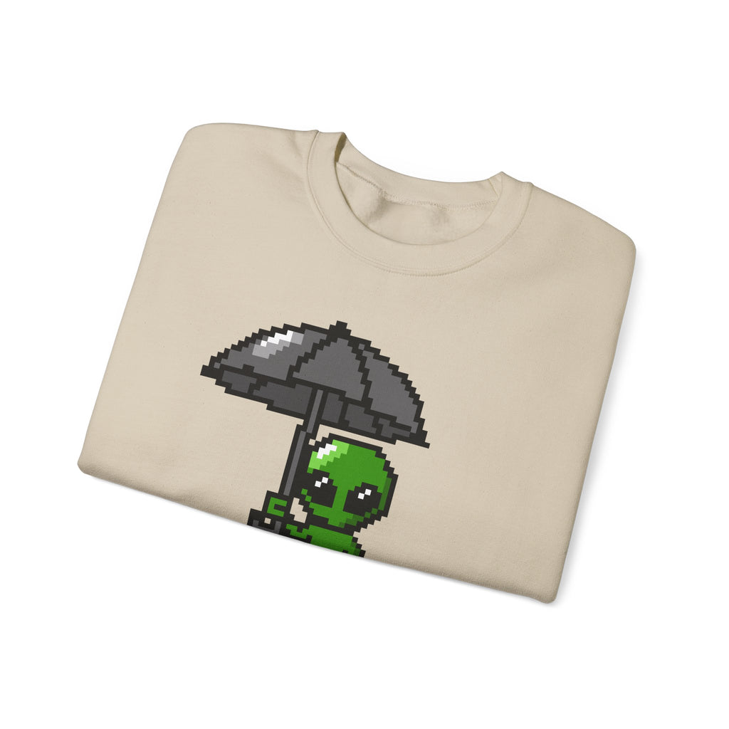 Pixel Alien Umbrella Sweatshirt — Cute Retro Gamer Crewneck