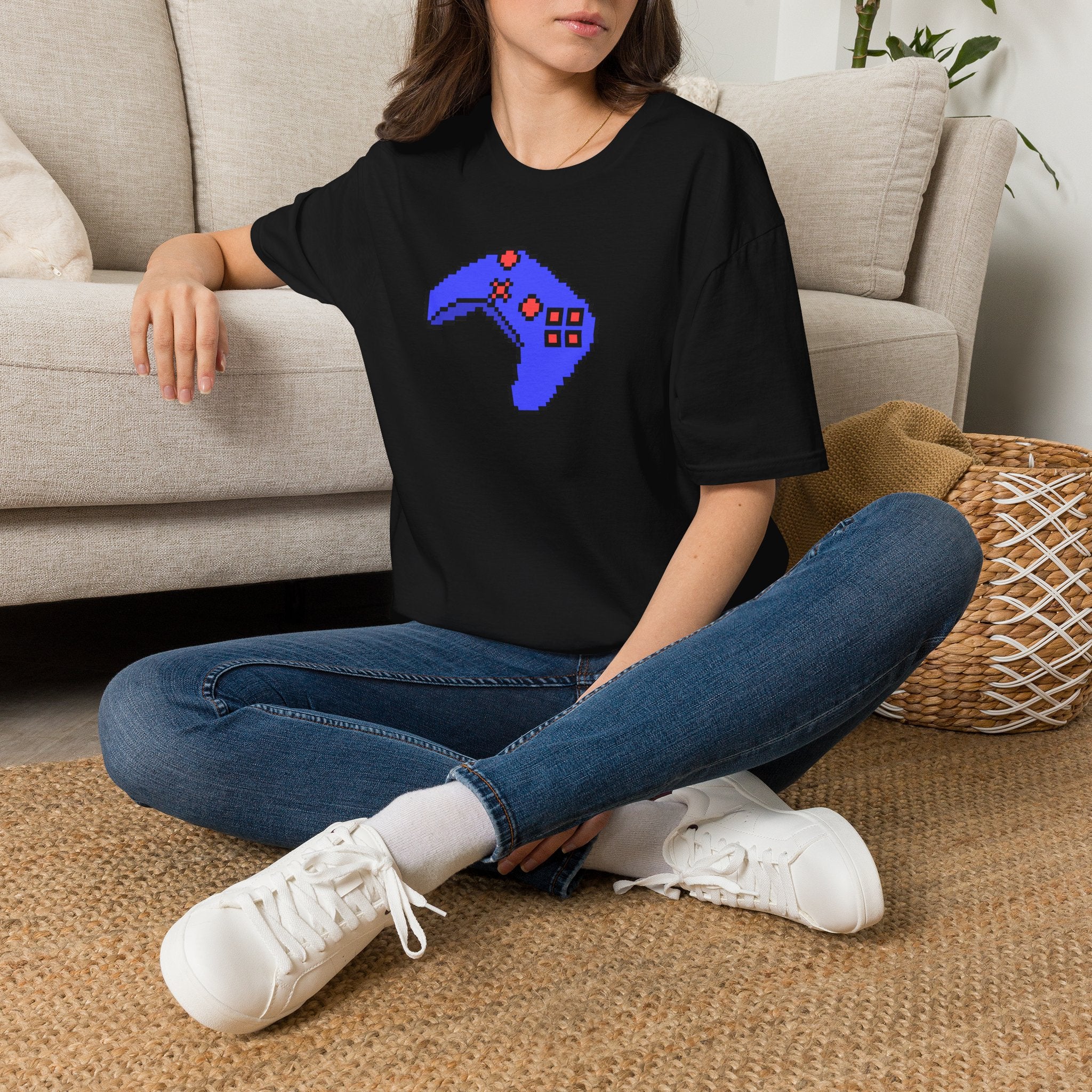 Pixel Blue Gamepad T-Shirt — Retro Gamer Controller Tee
