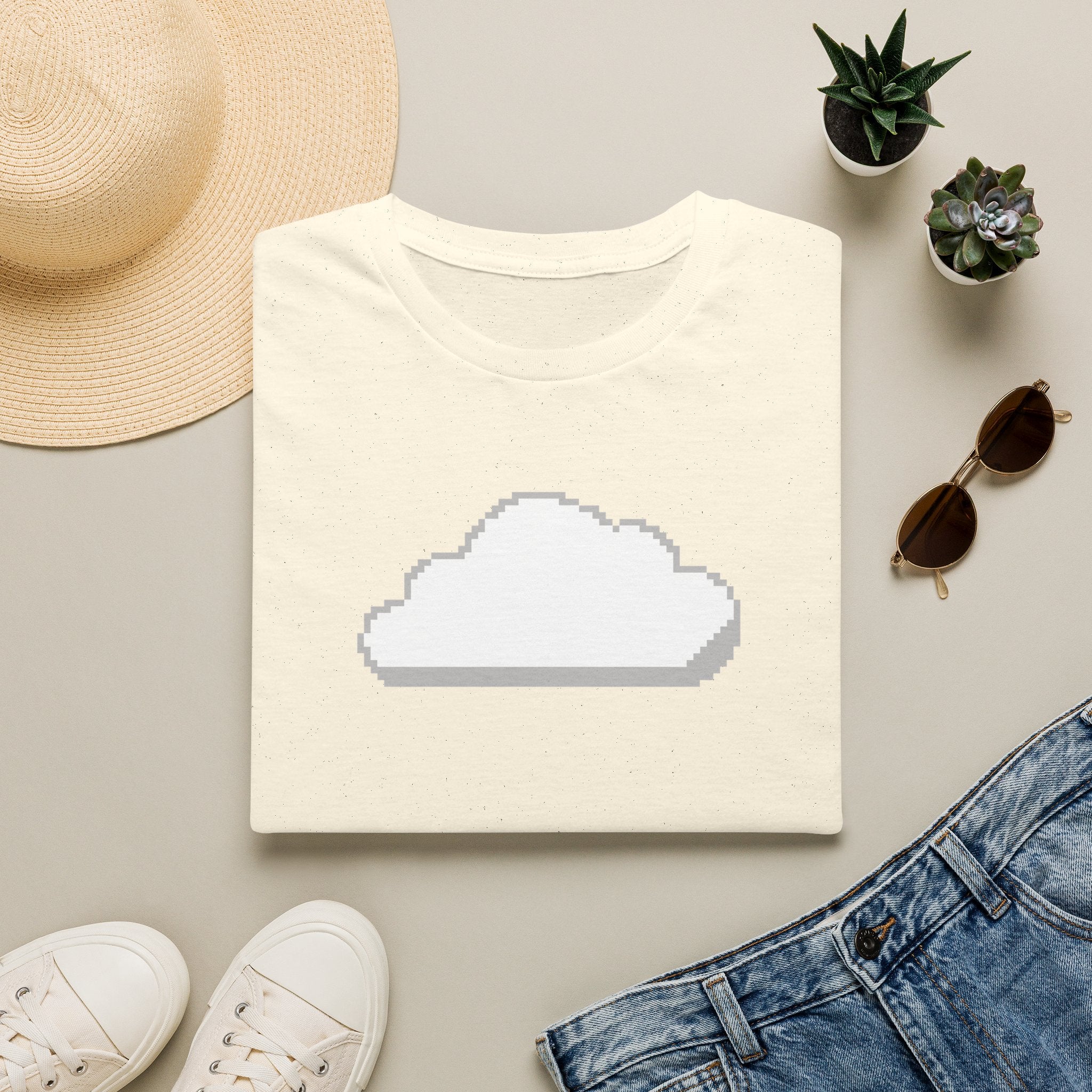 Pixel Cloud T-Shirt — Minimal Retro Gaming Cloud Tee