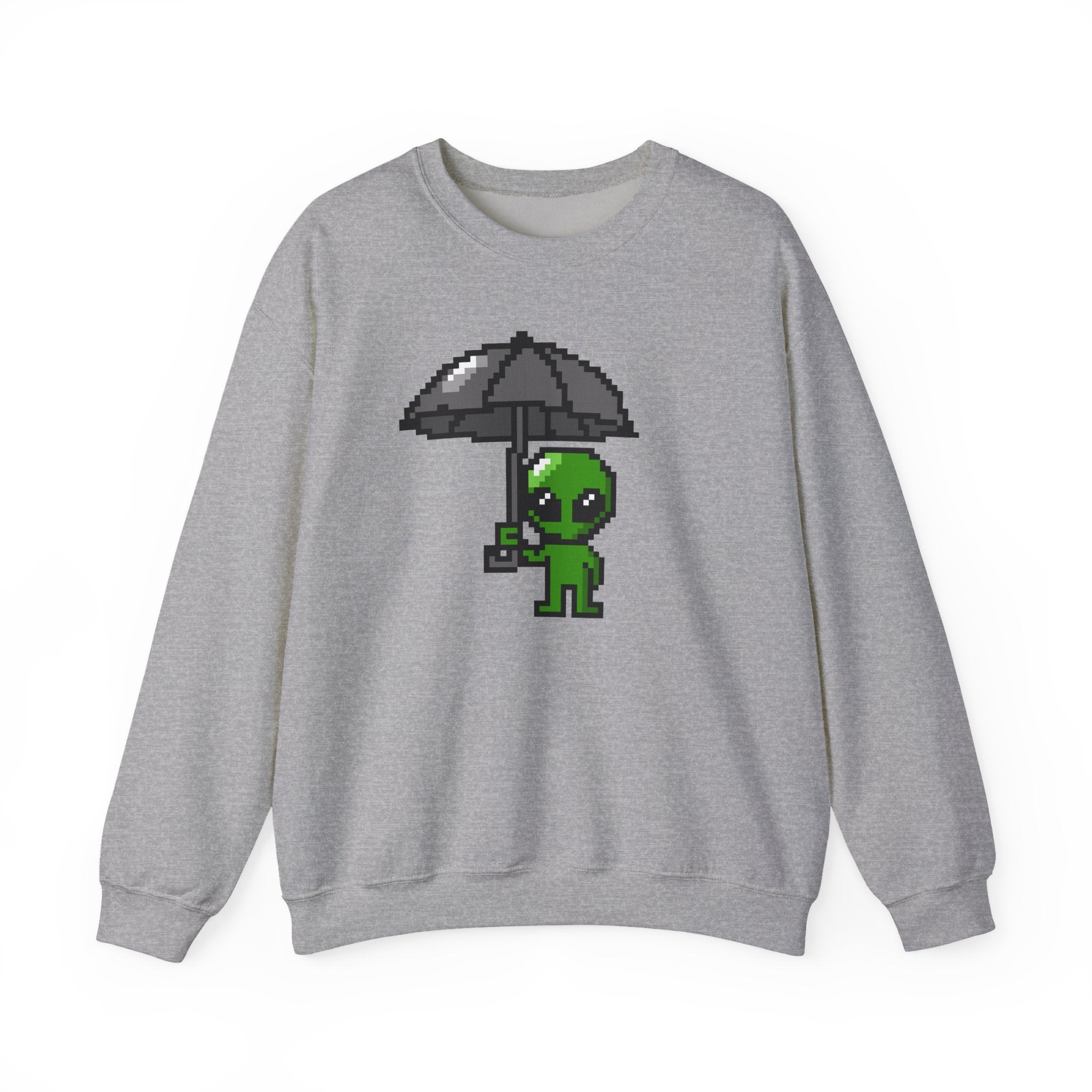 Pixel Alien Umbrella Sweatshirt — Cute Retro Gamer Crewneck