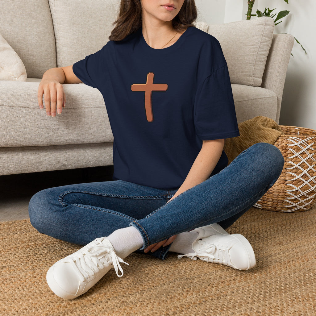 Pixel Cross T-Shirt — Minimal Christian Faith Graphic Tee