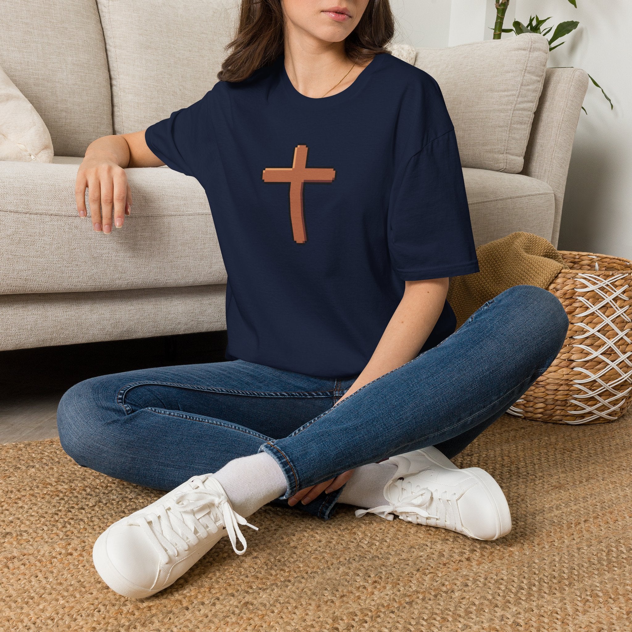 Pixel Cross T-Shirt — Minimal Christian Faith Graphic Tee