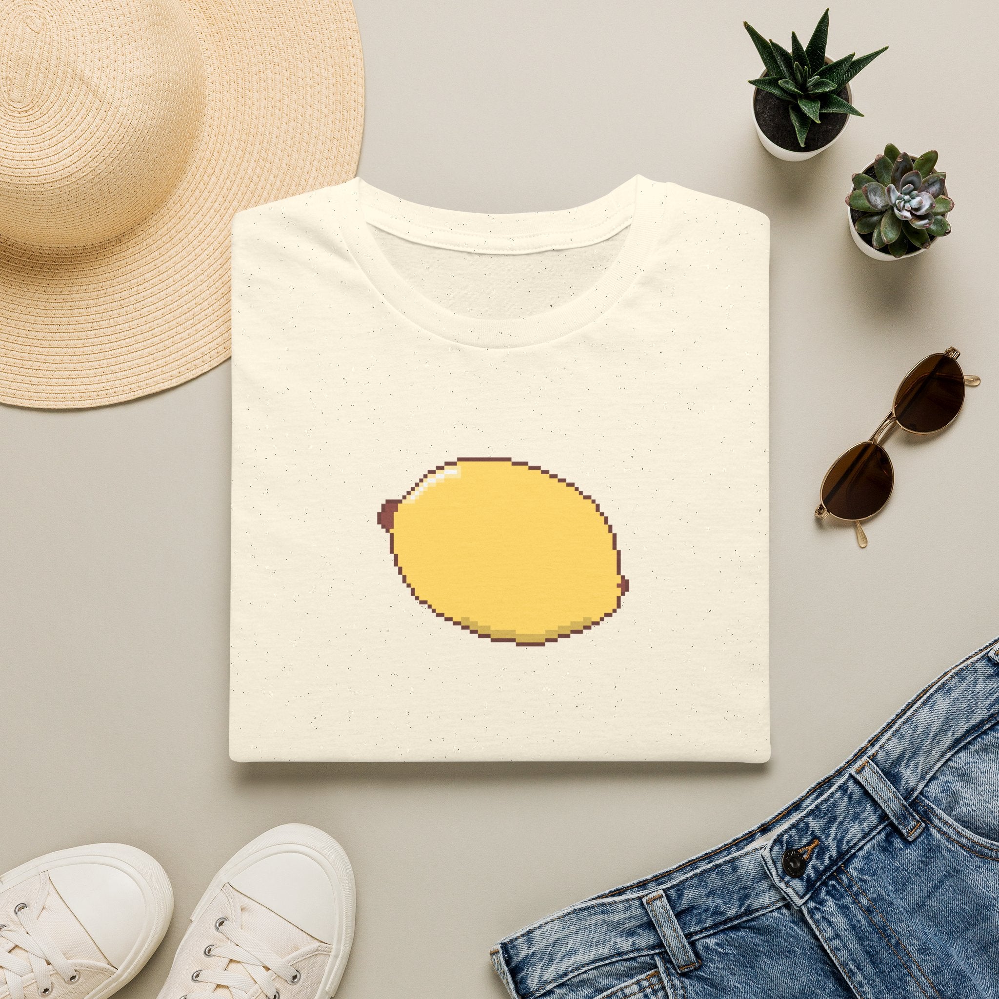 Pixel Lemon T-Shirt — Minimal Retro Fruit Tee