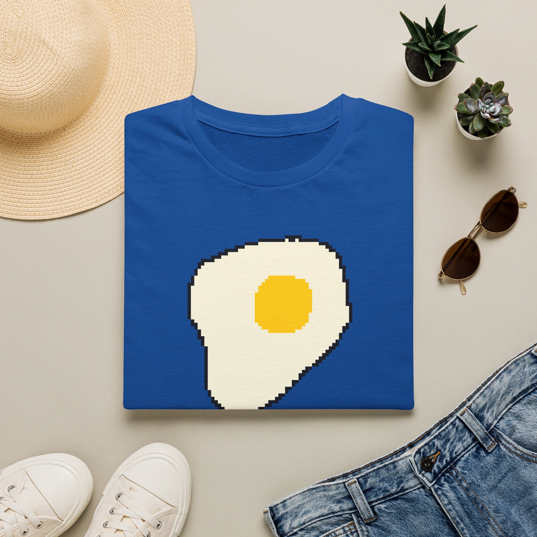 Pixel Fried Egg T-Shirt — Cute Retro Breakfast Graphic Tee