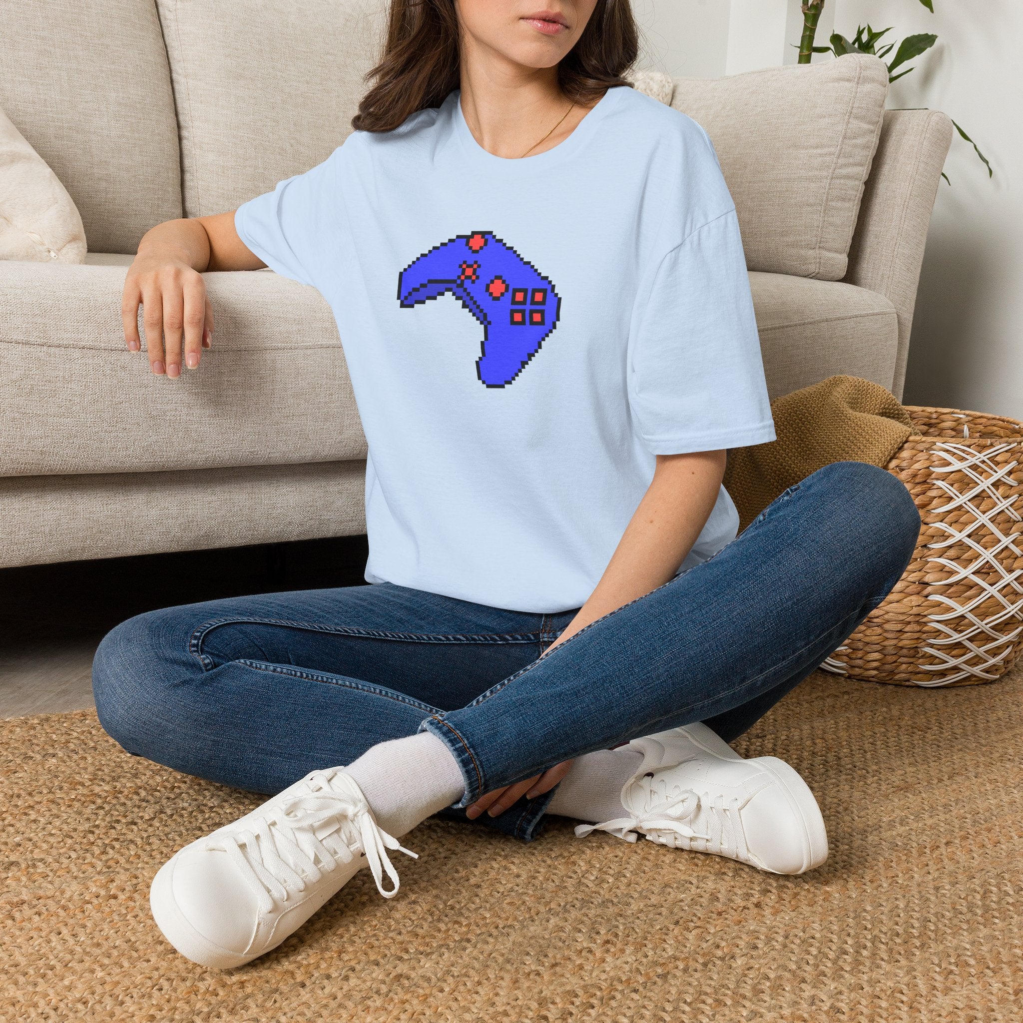 Pixel Blue Gamepad T-Shirt — Retro Gamer Controller Tee