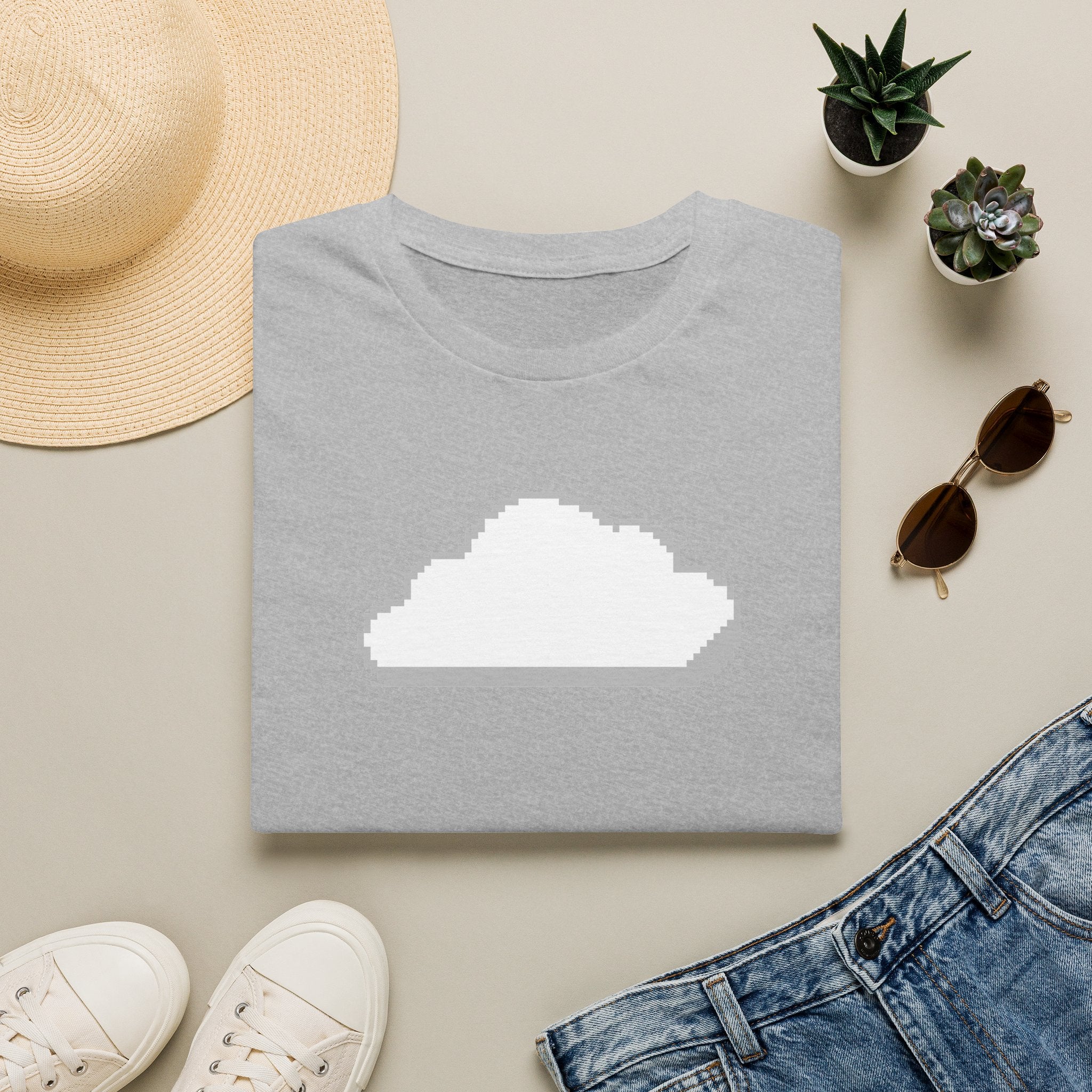 Pixel Cloud T-Shirt — Minimal Retro Gaming Cloud Tee