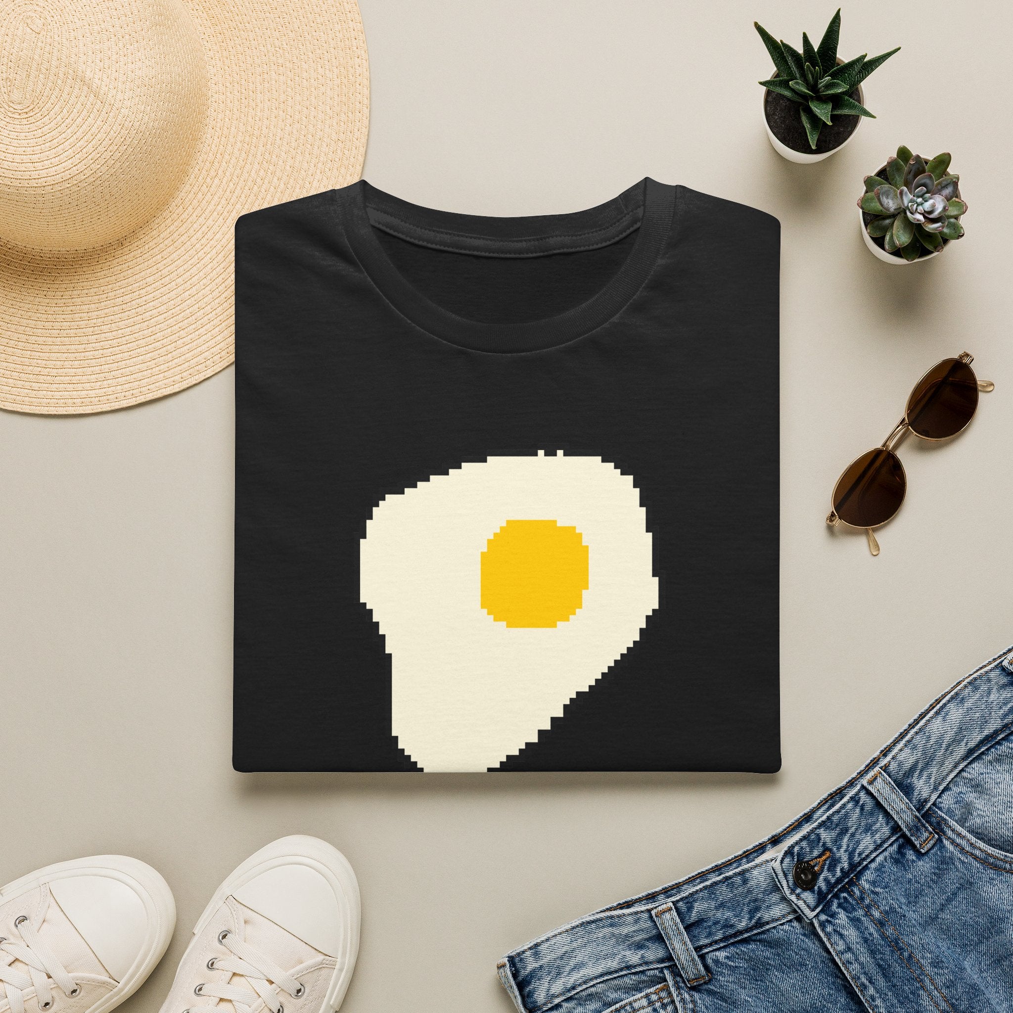 Pixel Fried Egg T-Shirt — Cute Retro Breakfast Graphic Tee