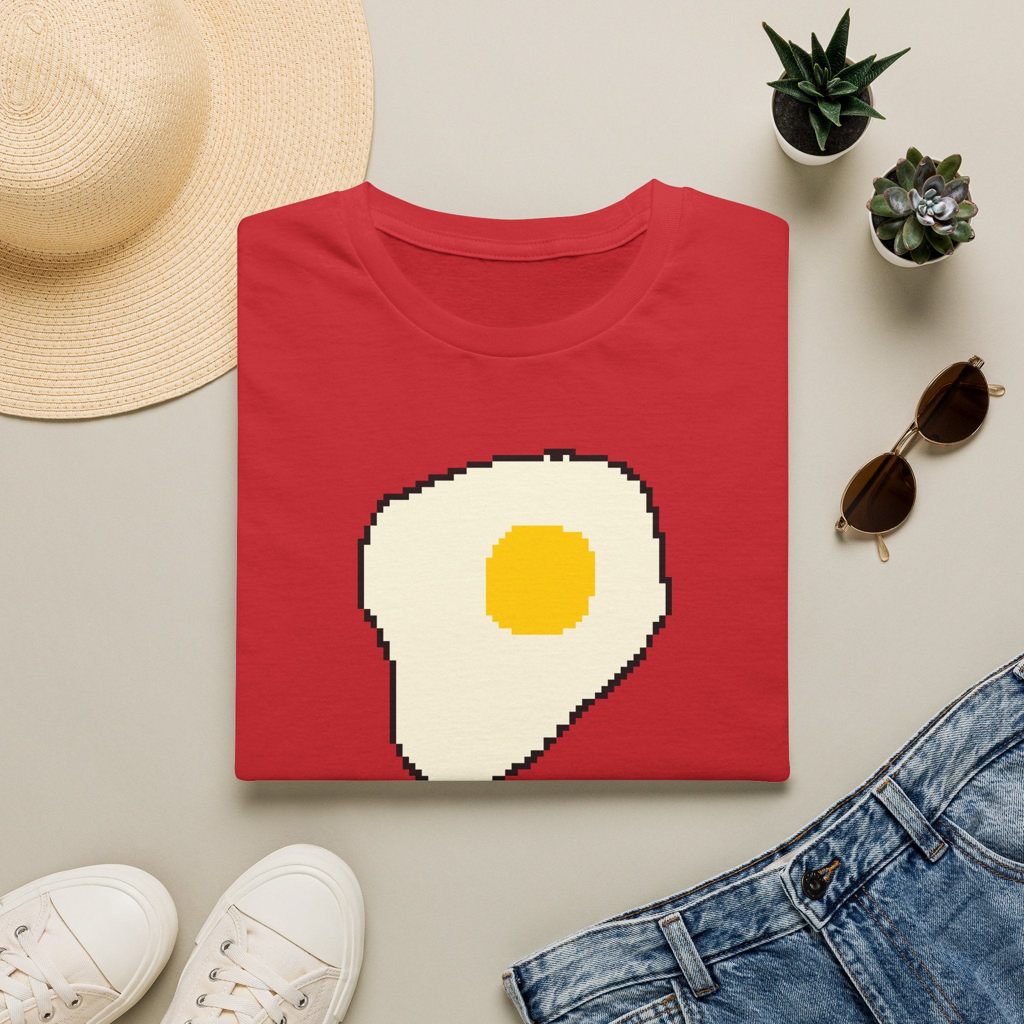 Pixel Fried Egg T-Shirt — Cute Retro Breakfast Graphic Tee