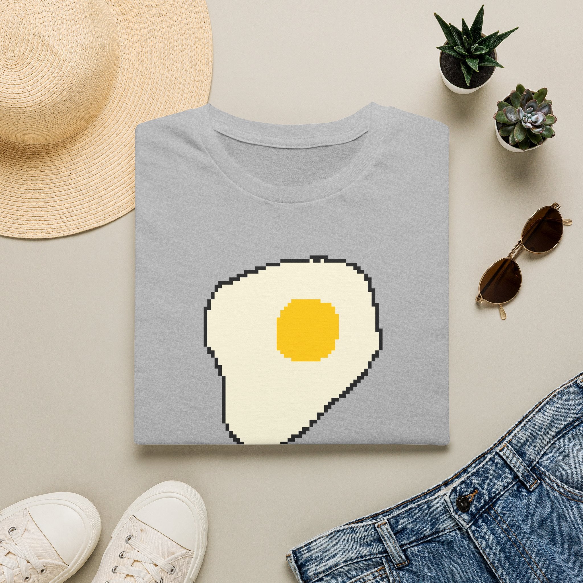 Pixel Fried Egg T-Shirt — Cute Retro Breakfast Graphic Tee