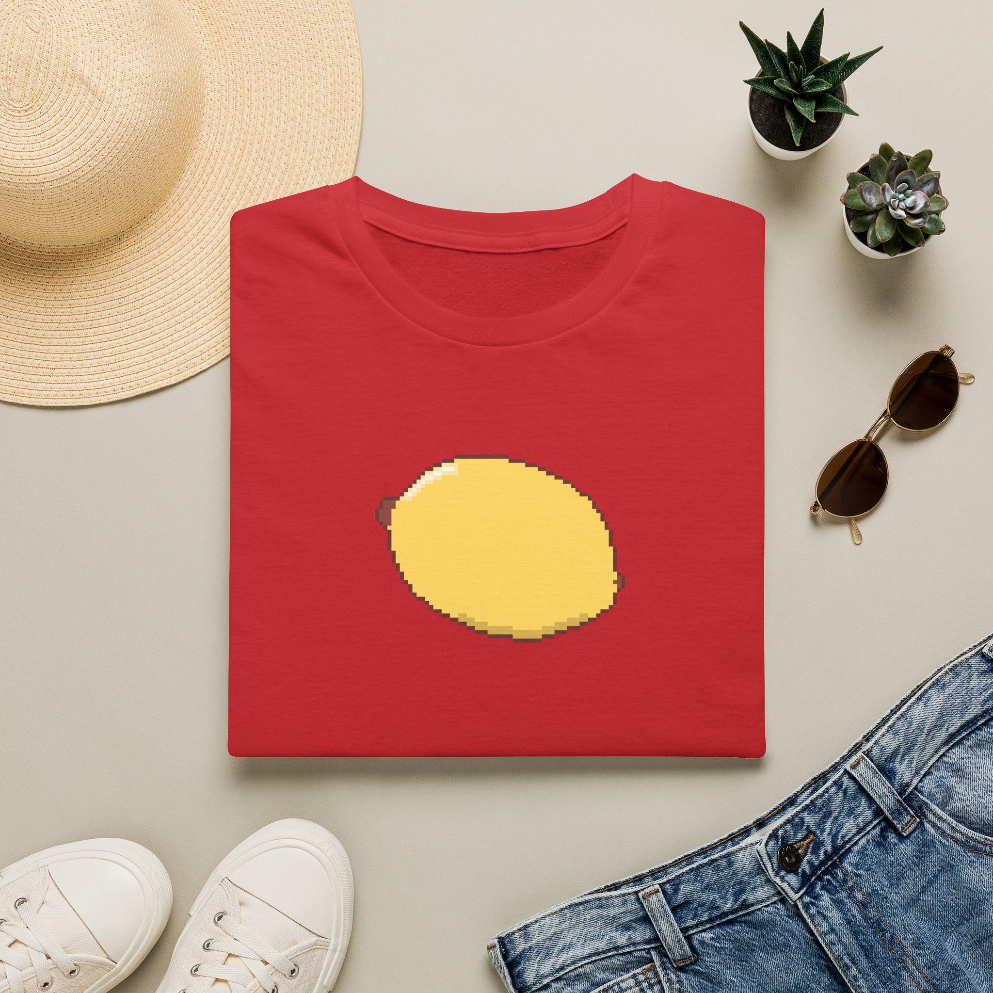 Pixel Lemon T-Shirt — Minimal Retro Fruit Tee