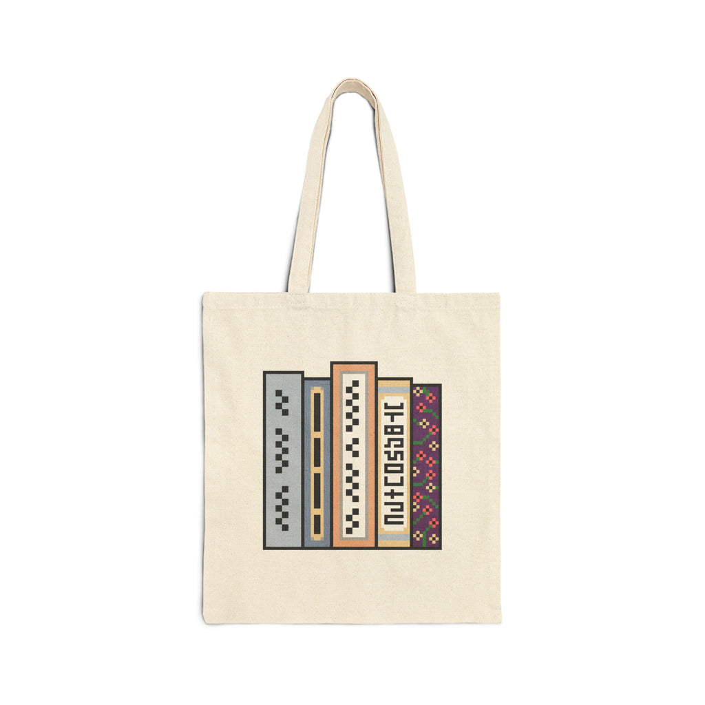 Book Stack Canvas Tote — Cute Cozy Reading Library Bag