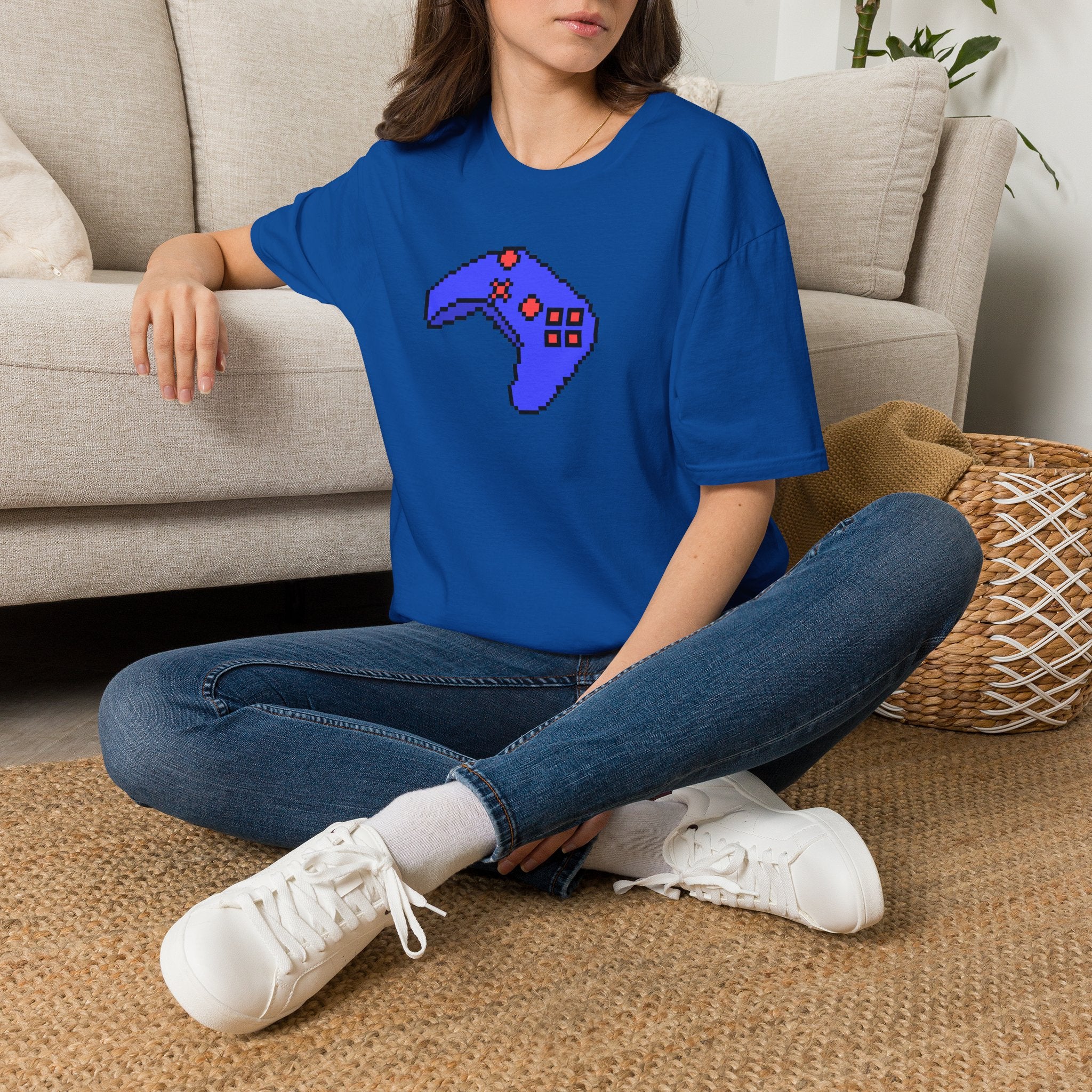 Pixel Blue Gamepad T-Shirt — Retro Gamer Controller Tee