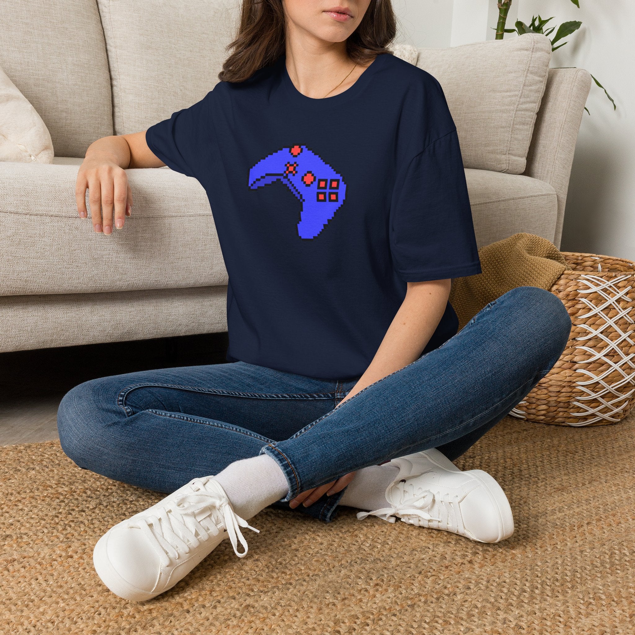 Pixel Blue Gamepad T-Shirt — Retro Gamer Controller Tee