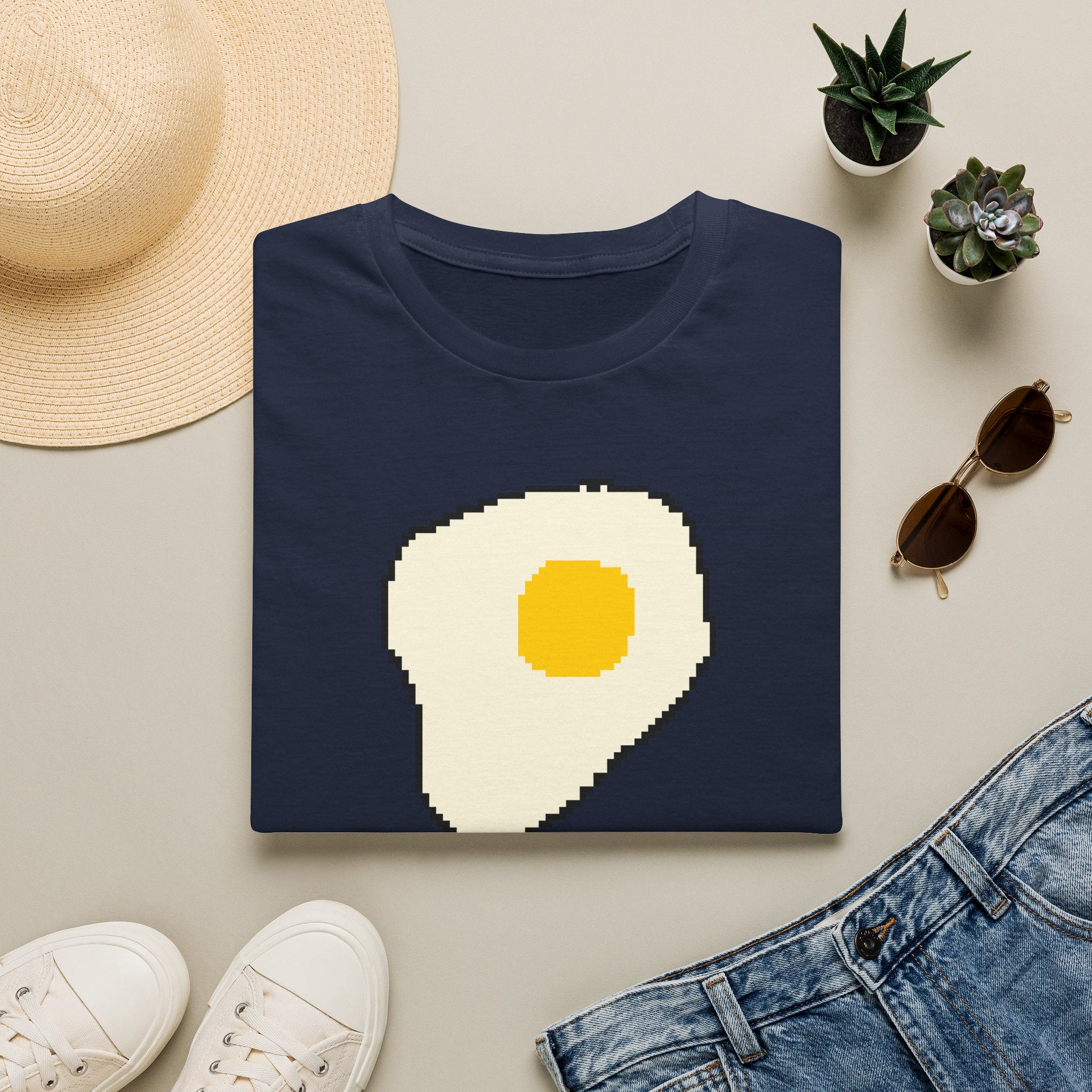 Pixel Fried Egg T-Shirt — Cute Retro Breakfast Graphic Tee