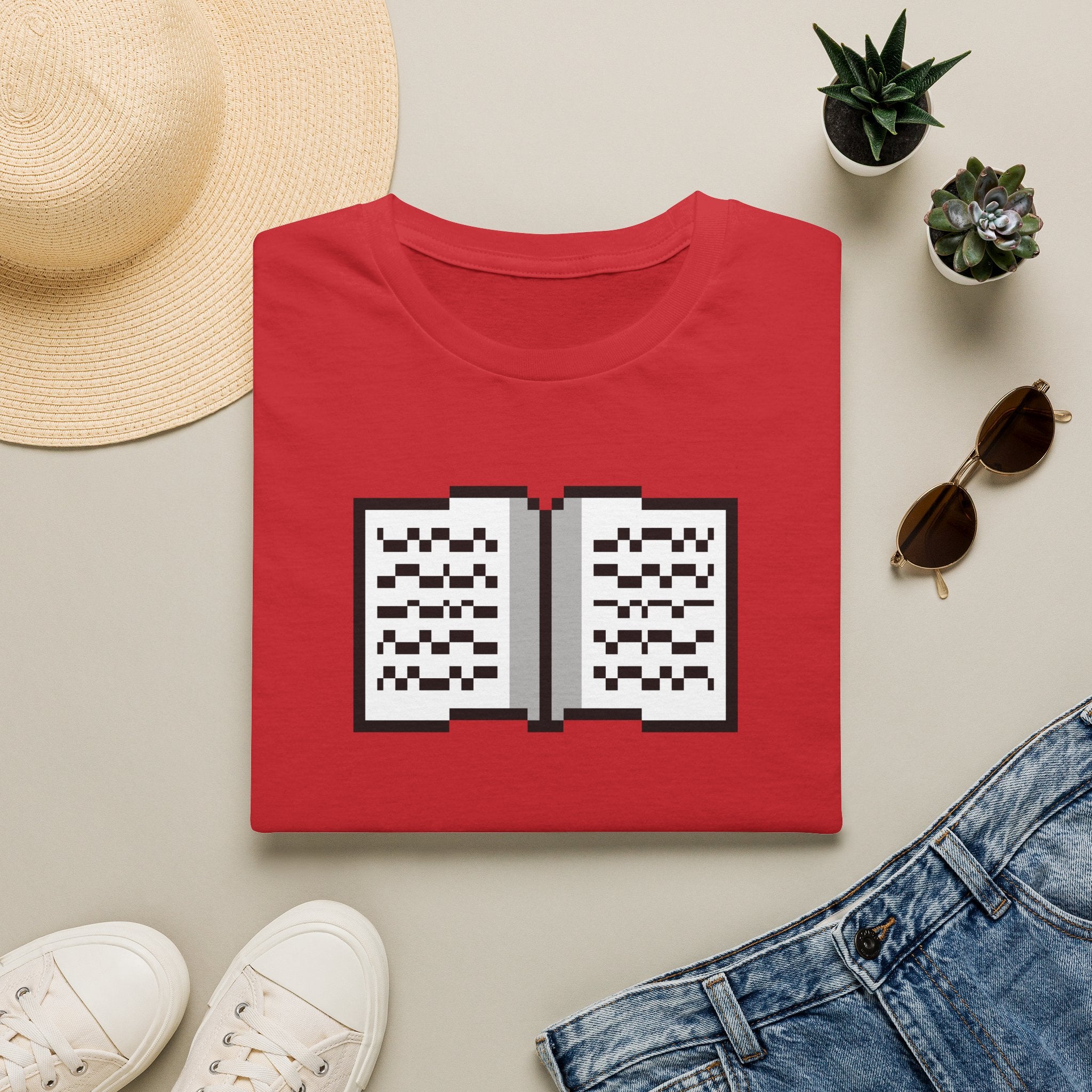 Book Pixel Art T-Shirt — Retro Reading Graphic Tee for Book Lovers