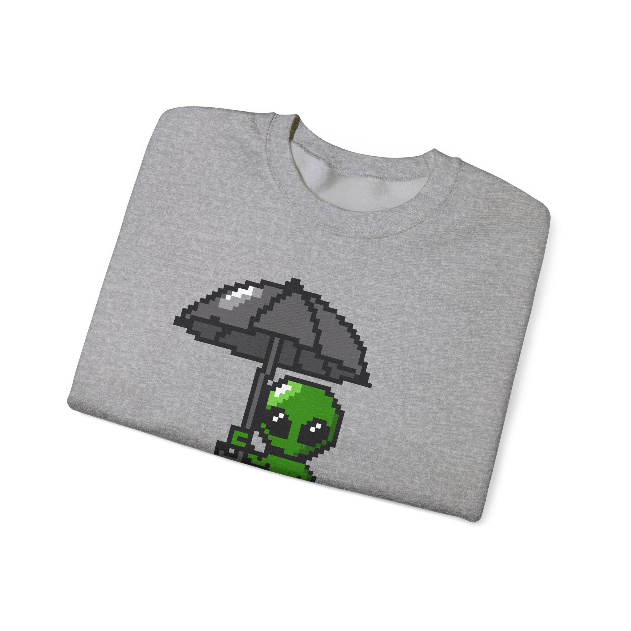 Pixel Alien Umbrella Sweatshirt — Cute Retro Gamer Crewneck