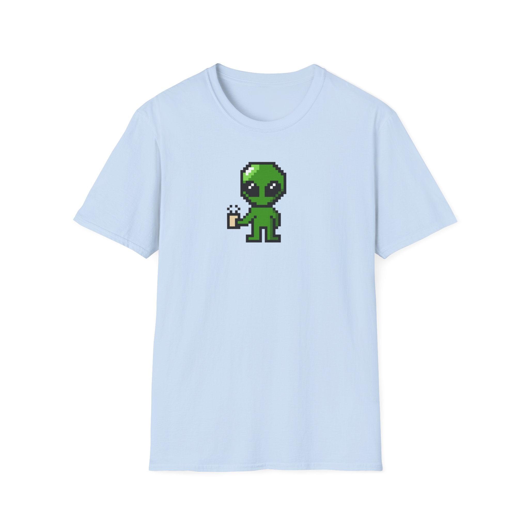 Pixel Alien Holding Coffee T-Shirt