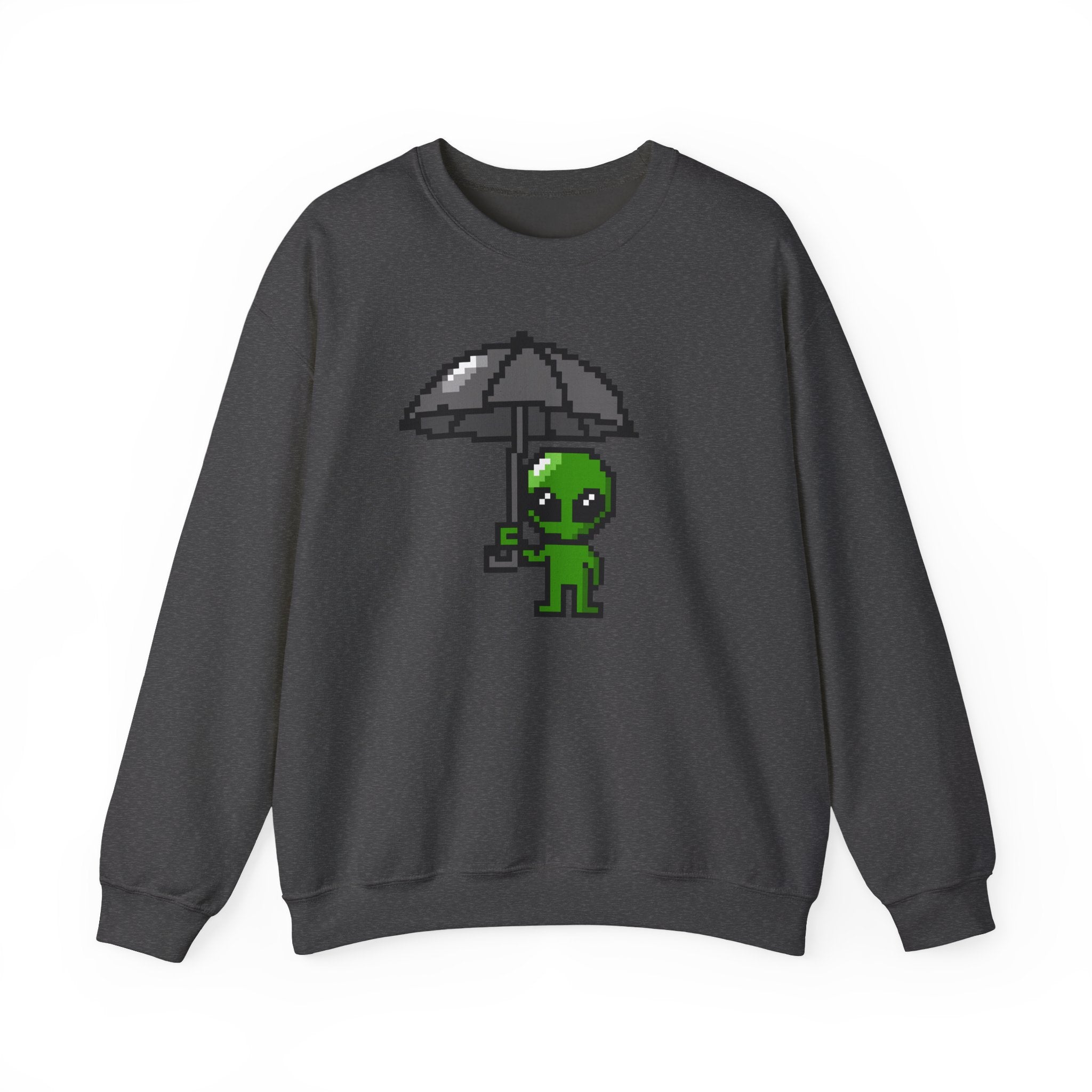 Pixel Alien Umbrella Sweatshirt — Cute Retro Gamer Crewneck