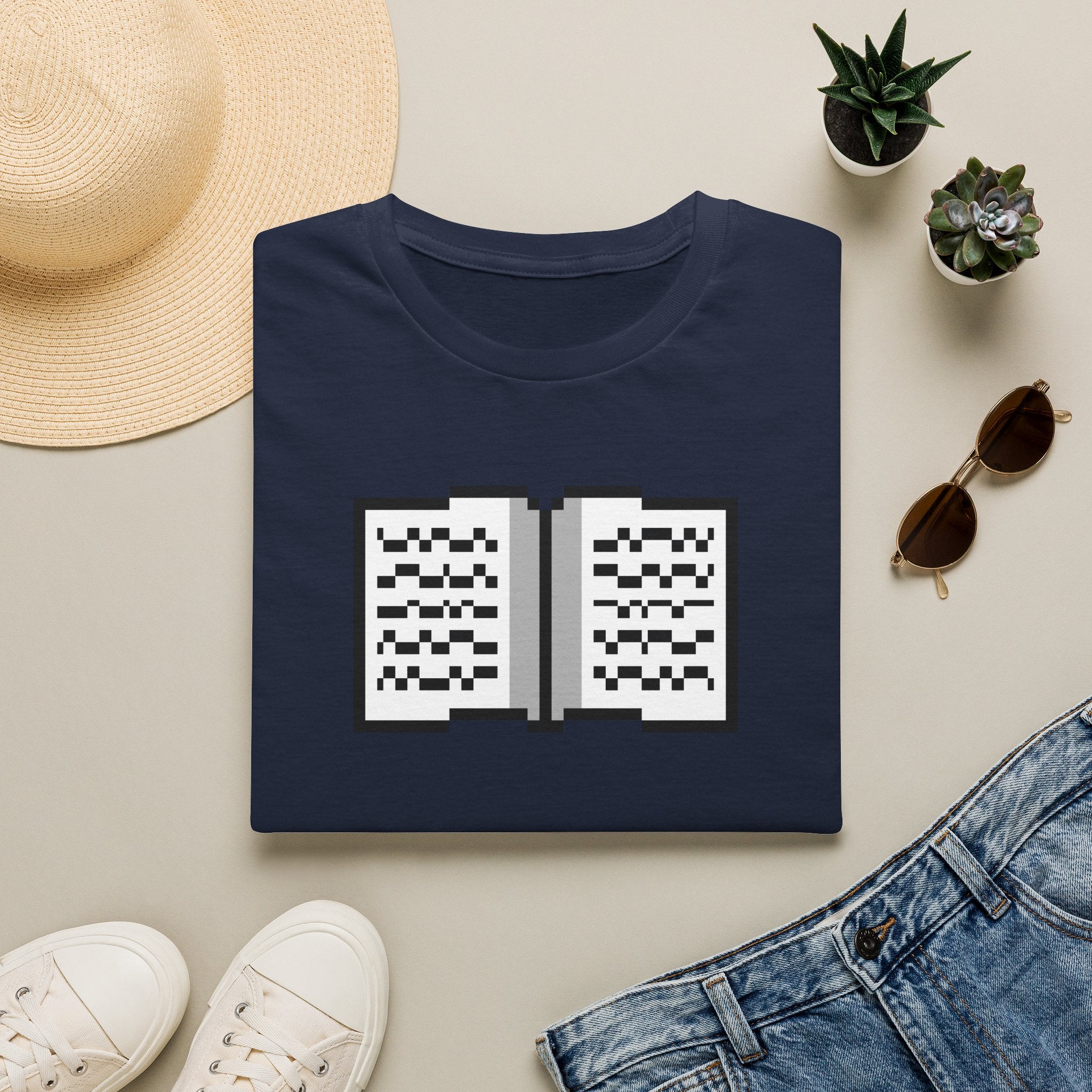 Book Pixel Art T-Shirt — Retro Reading Graphic Tee for Book Lovers