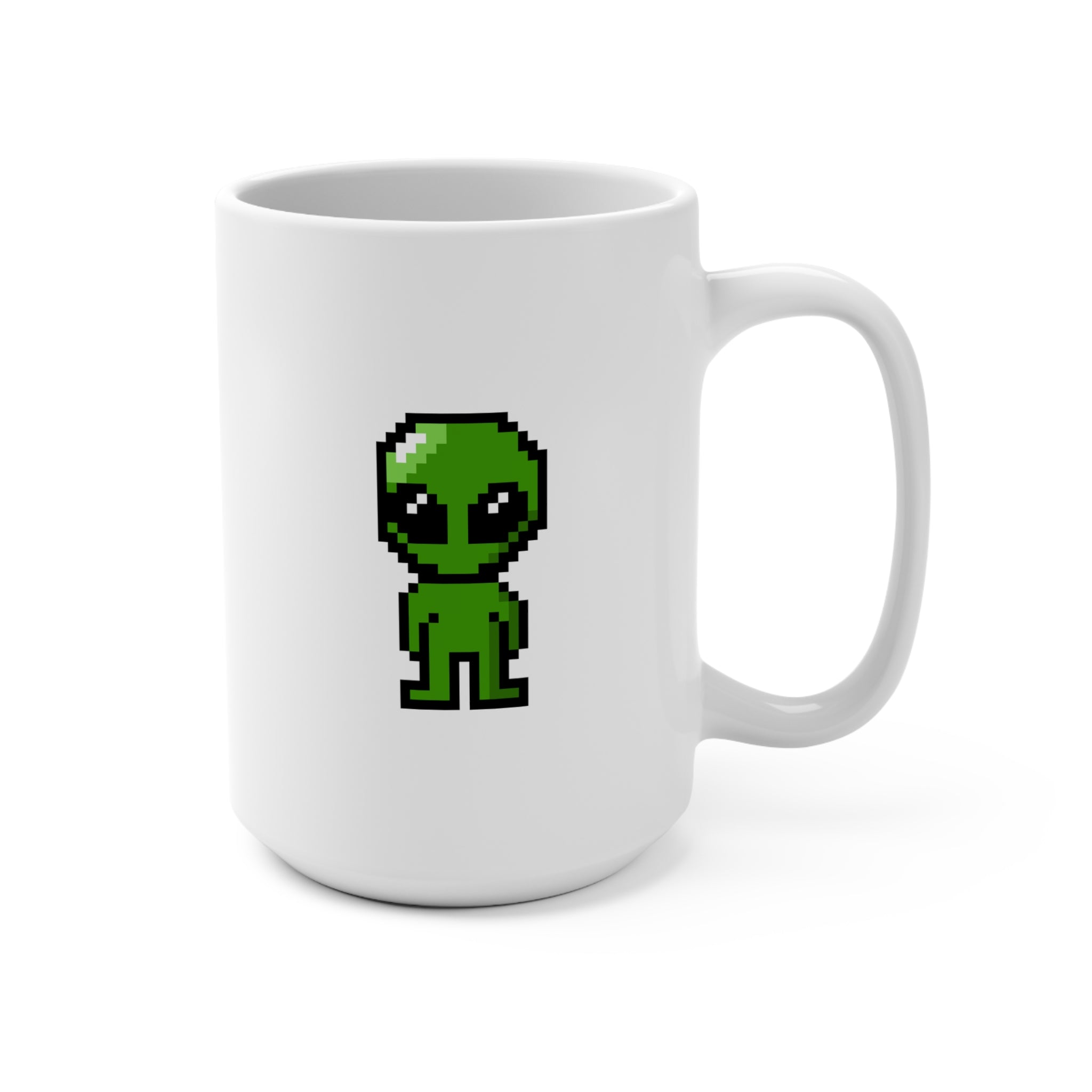 Pixel Alien Mug 15oz — Cute Retro Space Coffee Cup