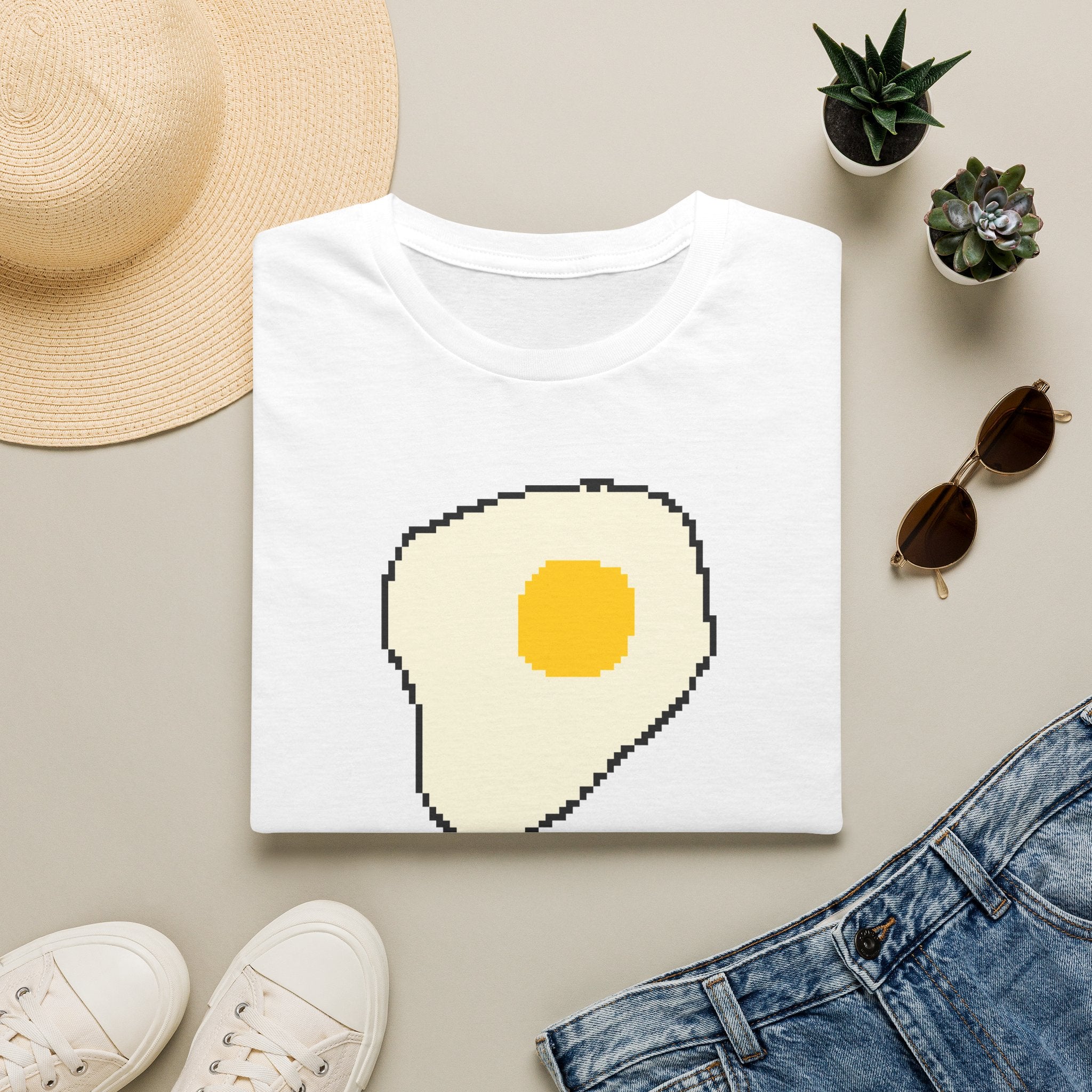 Pixel Fried Egg T-Shirt — Cute Retro Breakfast Graphic Tee