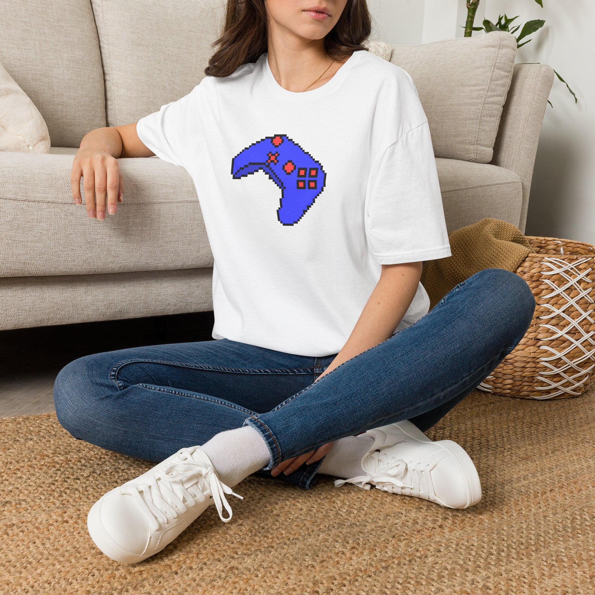 Pixel Blue Gamepad T-Shirt — Retro Gamer Controller Tee