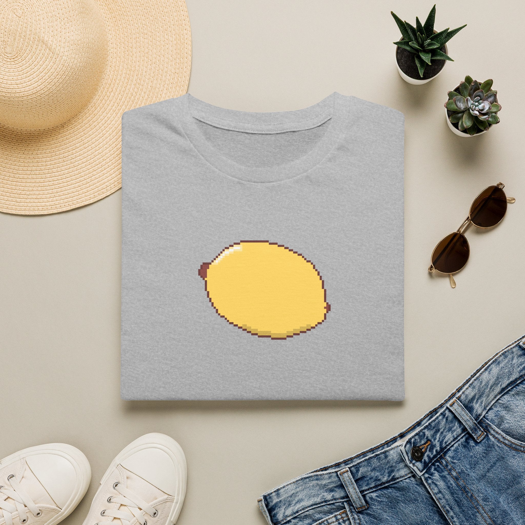 Pixel Lemon T-Shirt — Minimal Retro Fruit Tee