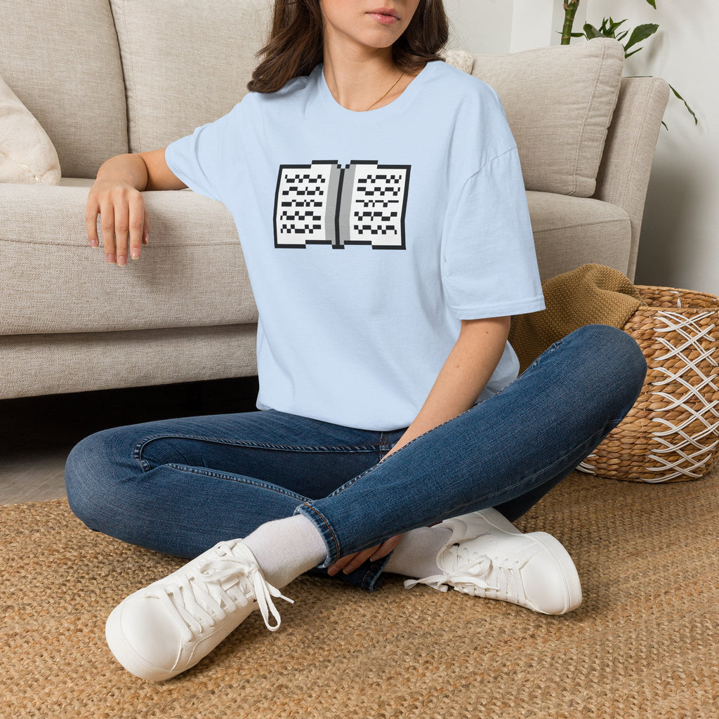 Book Pixel Art T-Shirt — Retro Reading Graphic Tee for Book Lovers