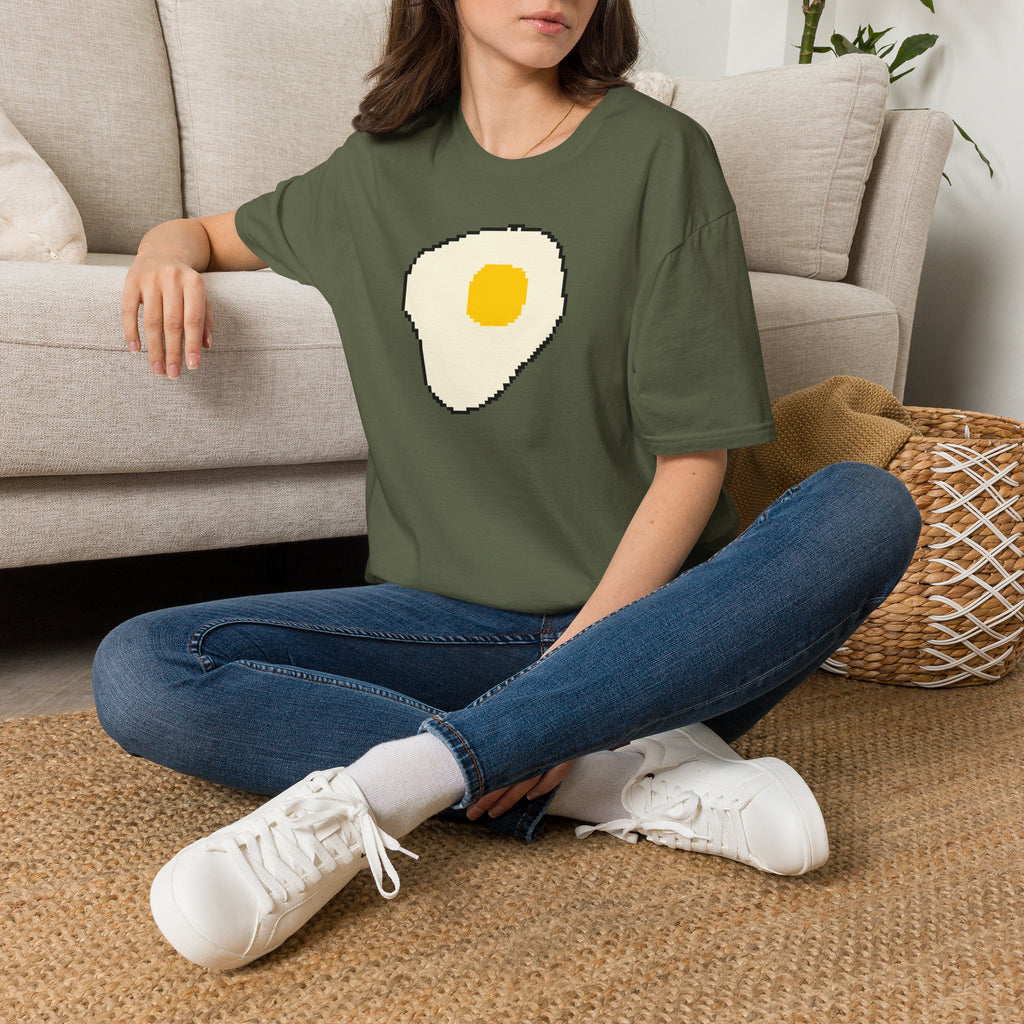 Pixel Fried Egg T-Shirt — Cute Retro Breakfast Graphic Tee