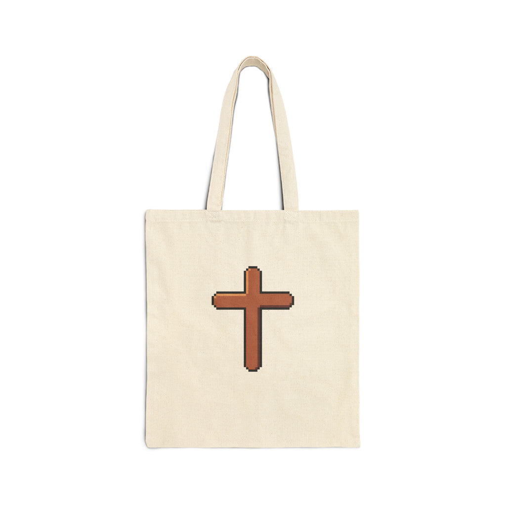 Canvas Tote Bag — Simple Brown Cross Religious Grocery & Church Tote