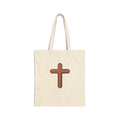 Canvas Tote Bag — Simple Brown Cross Religious Grocery & Church Tote