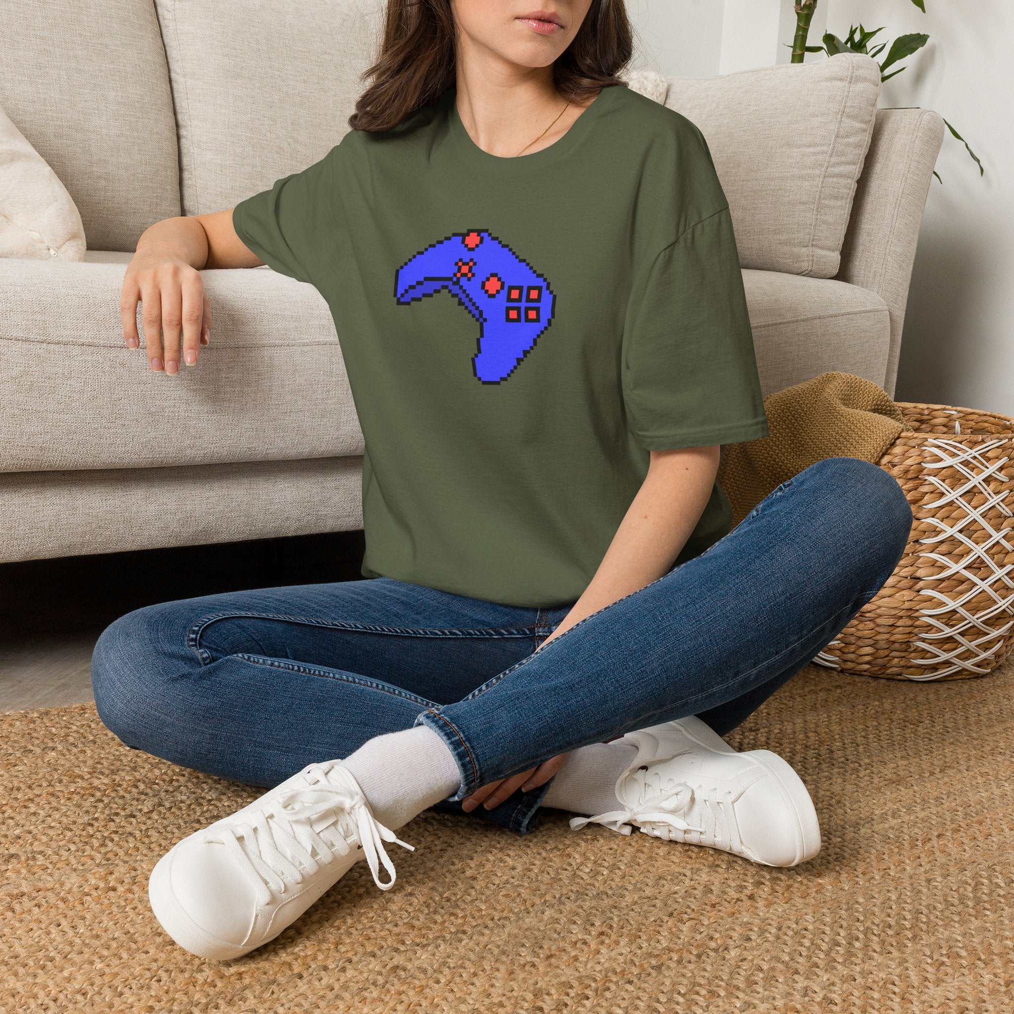 Pixel Blue Gamepad T-Shirt — Retro Gamer Controller Tee