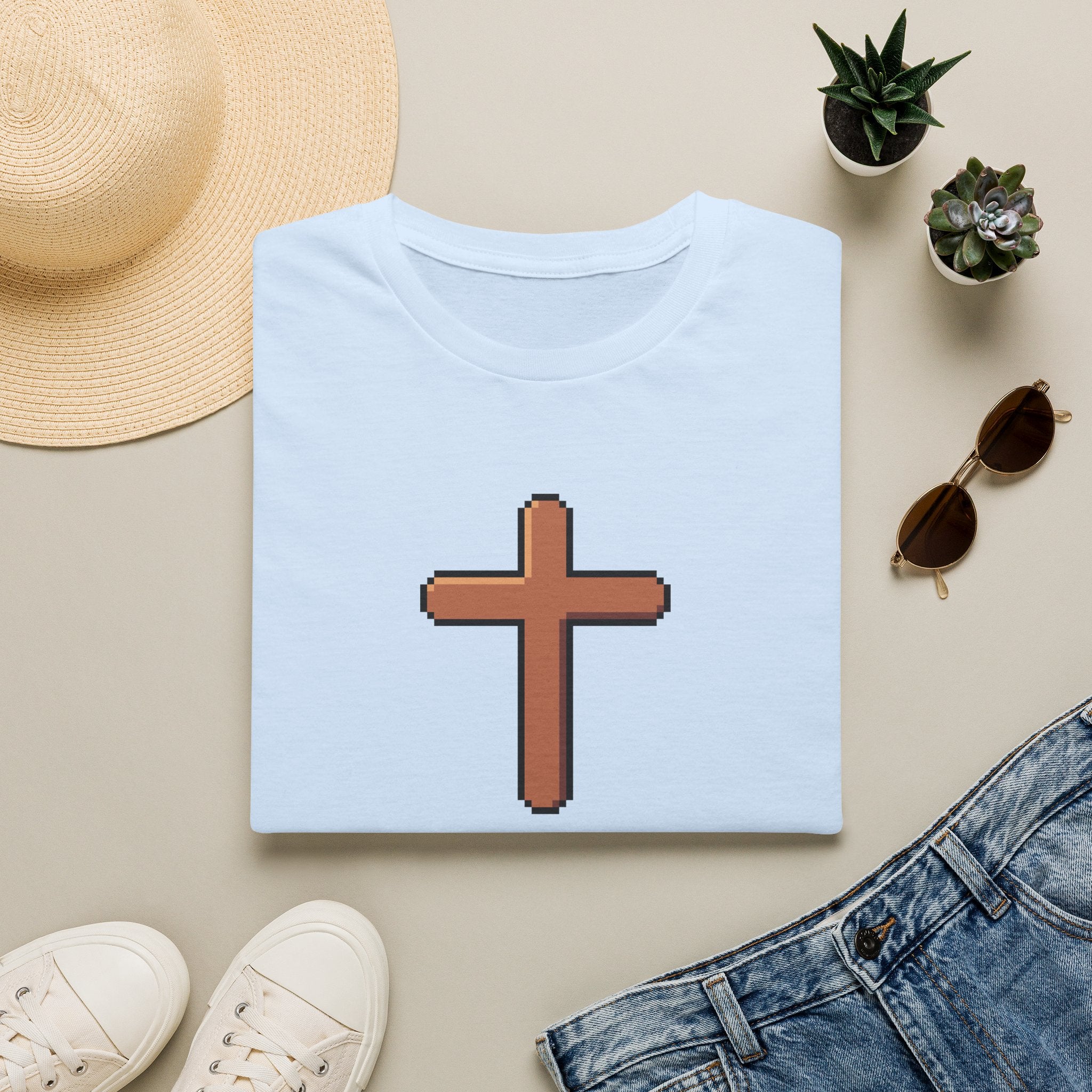 Pixel Cross T-Shirt — Minimal Christian Faith Graphic Tee