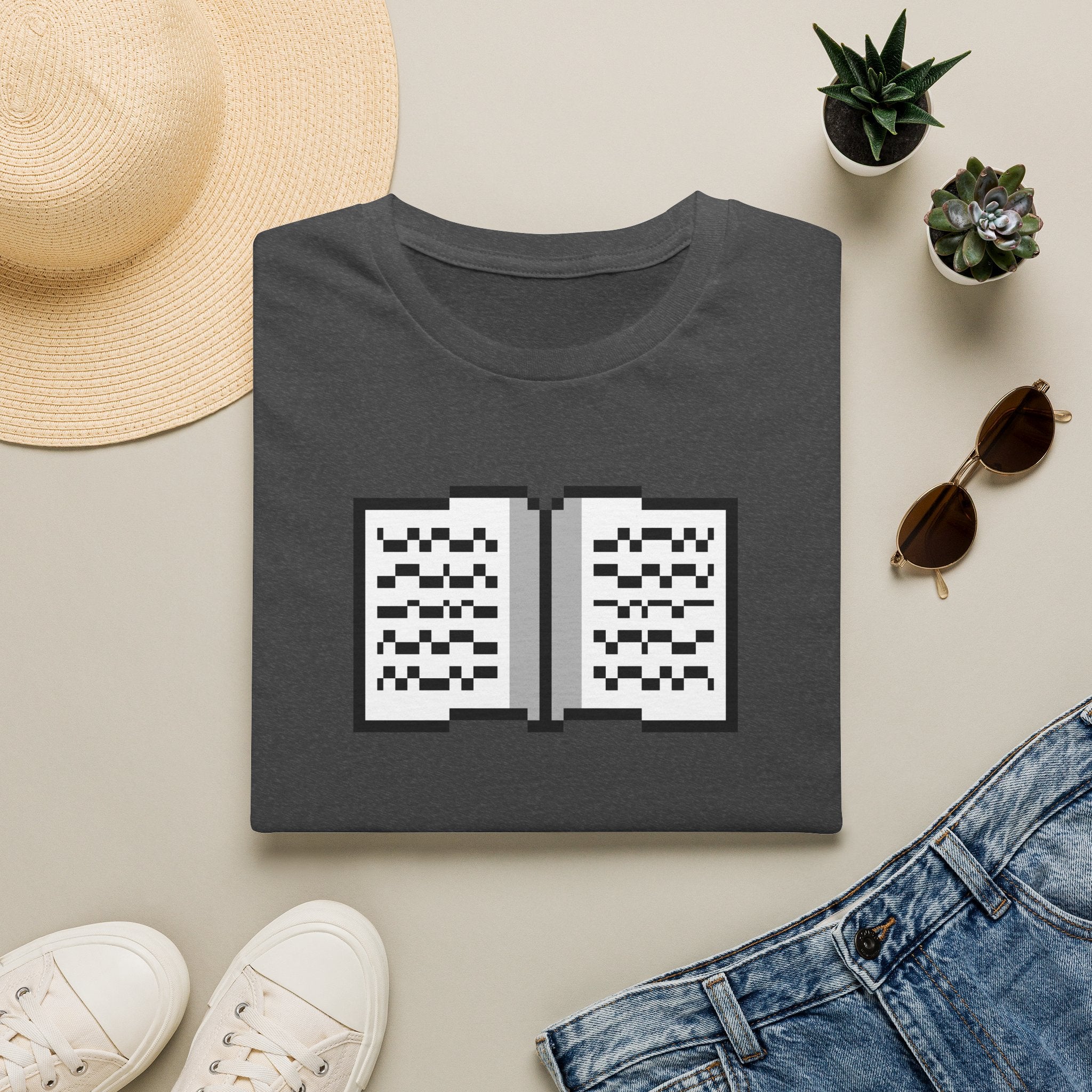 Book Pixel Art T-Shirt — Retro Reading Graphic Tee for Book Lovers